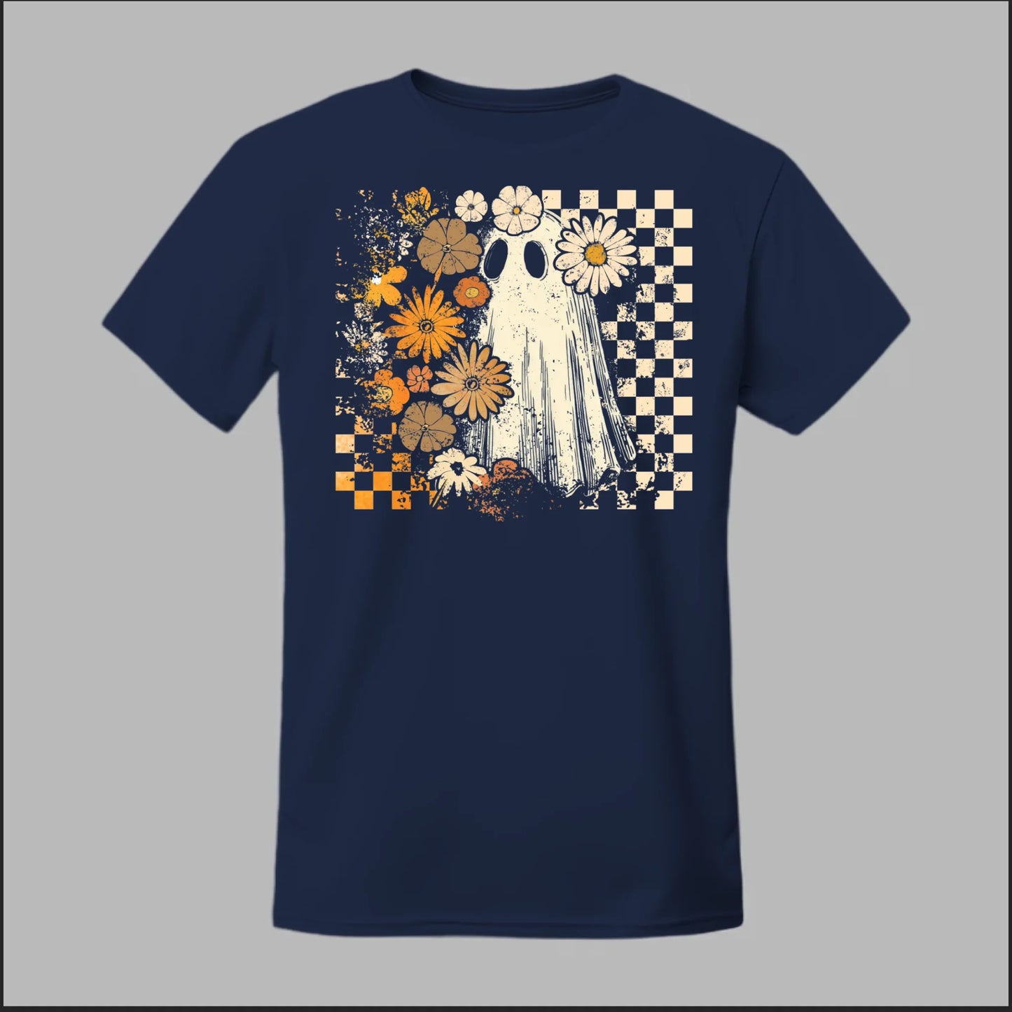 Groovy Ghost – Retro Floral Spirit Tee