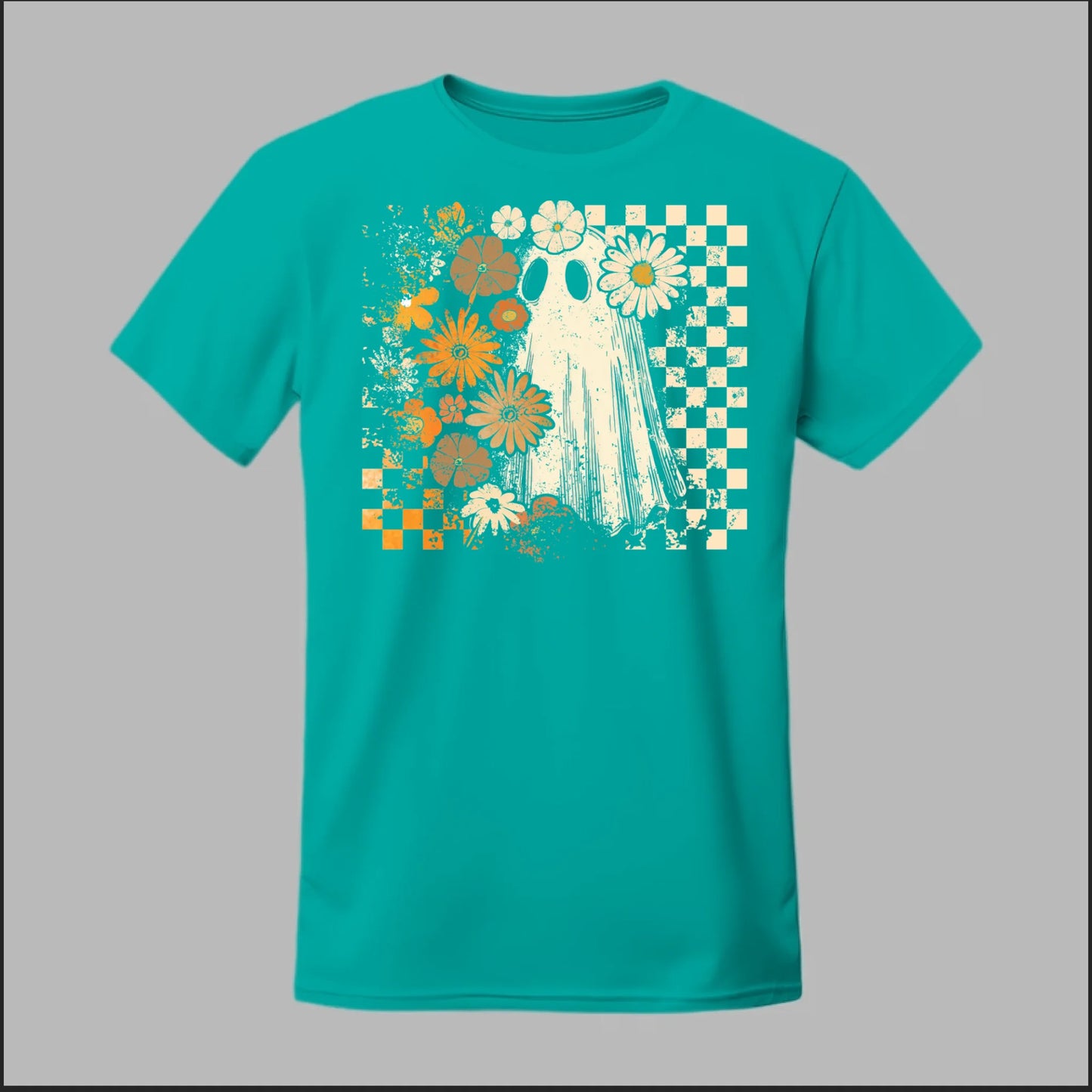 Groovy Ghost – Retro Floral Spirit Tee