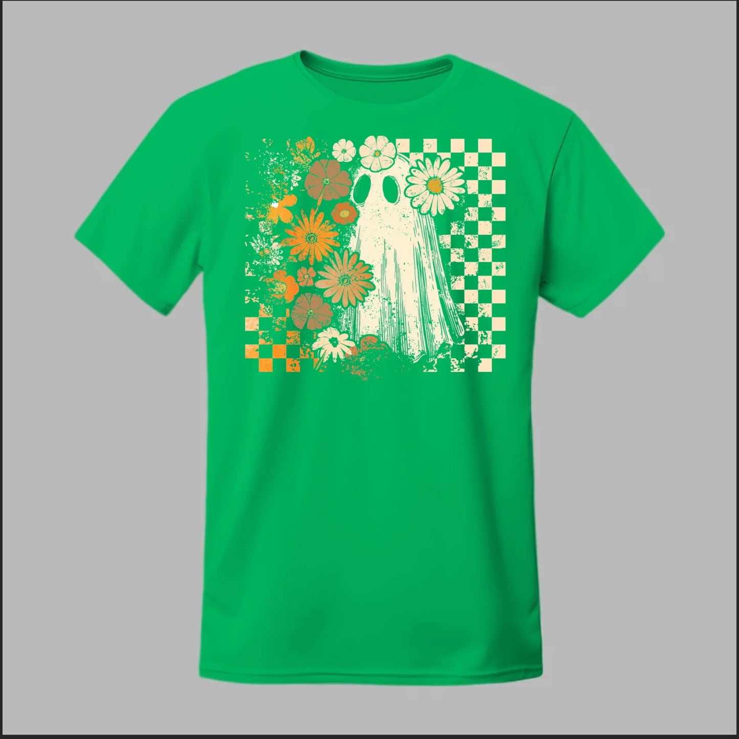Groovy Ghost – Retro Floral Spirit Tee