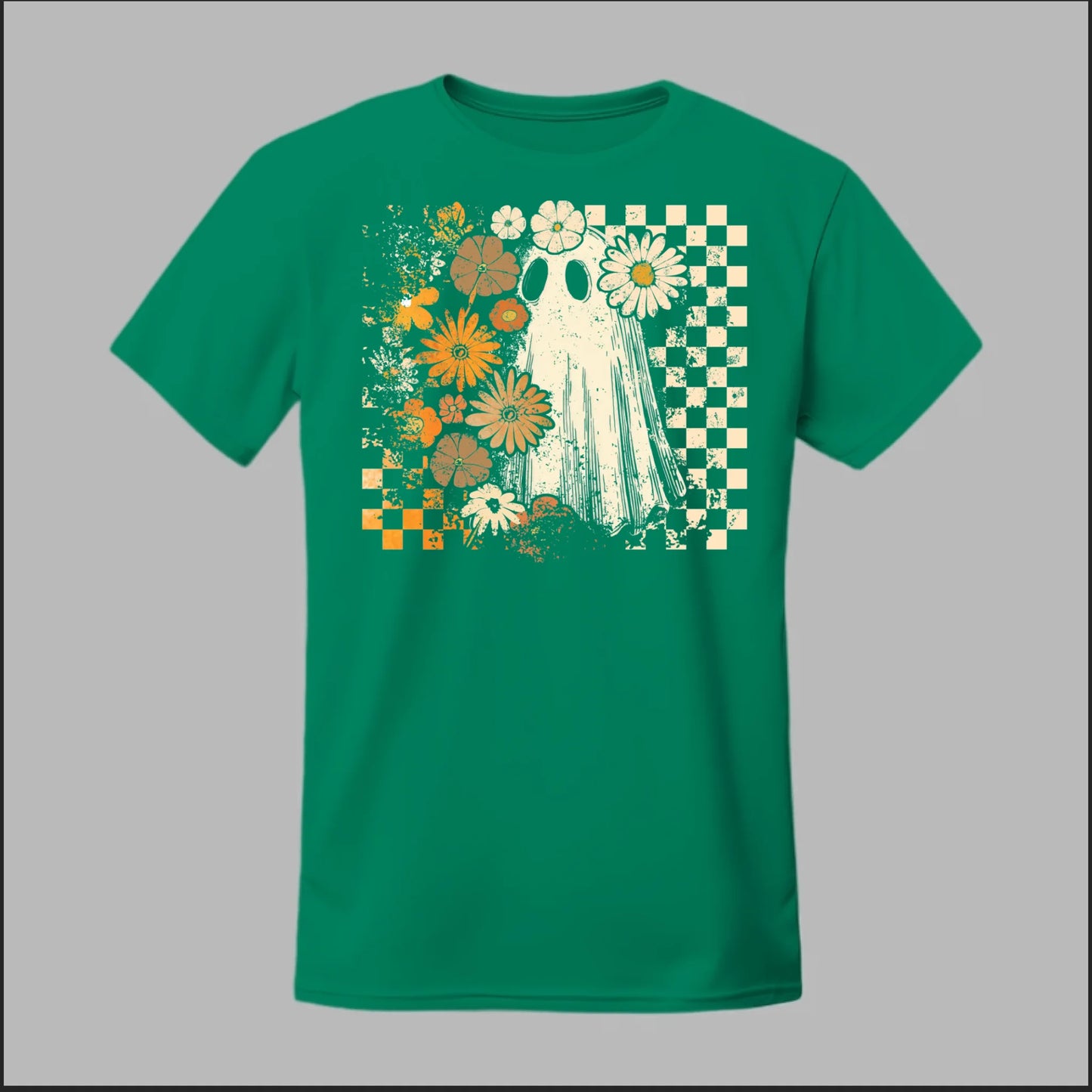 Groovy Ghost – Retro Floral Spirit Tee