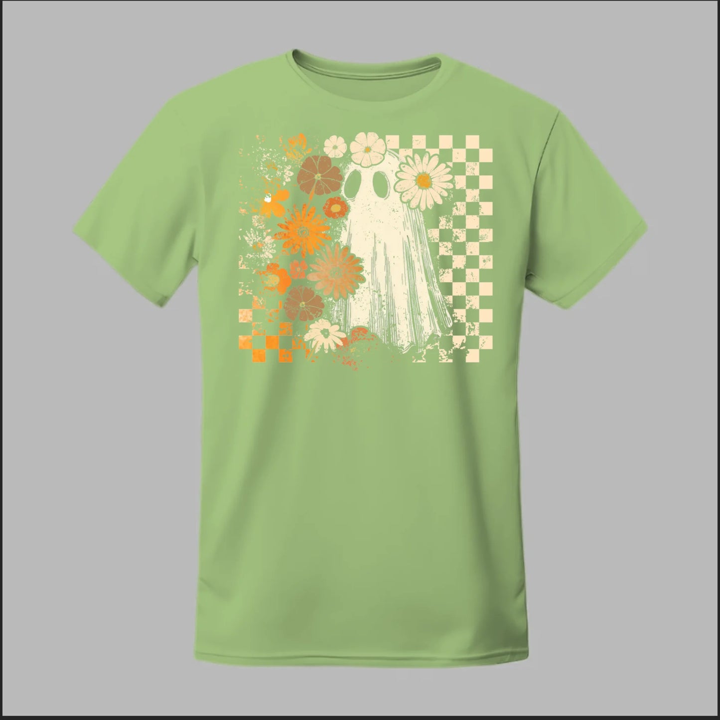 Groovy Ghost – Retro Floral Spirit Tee