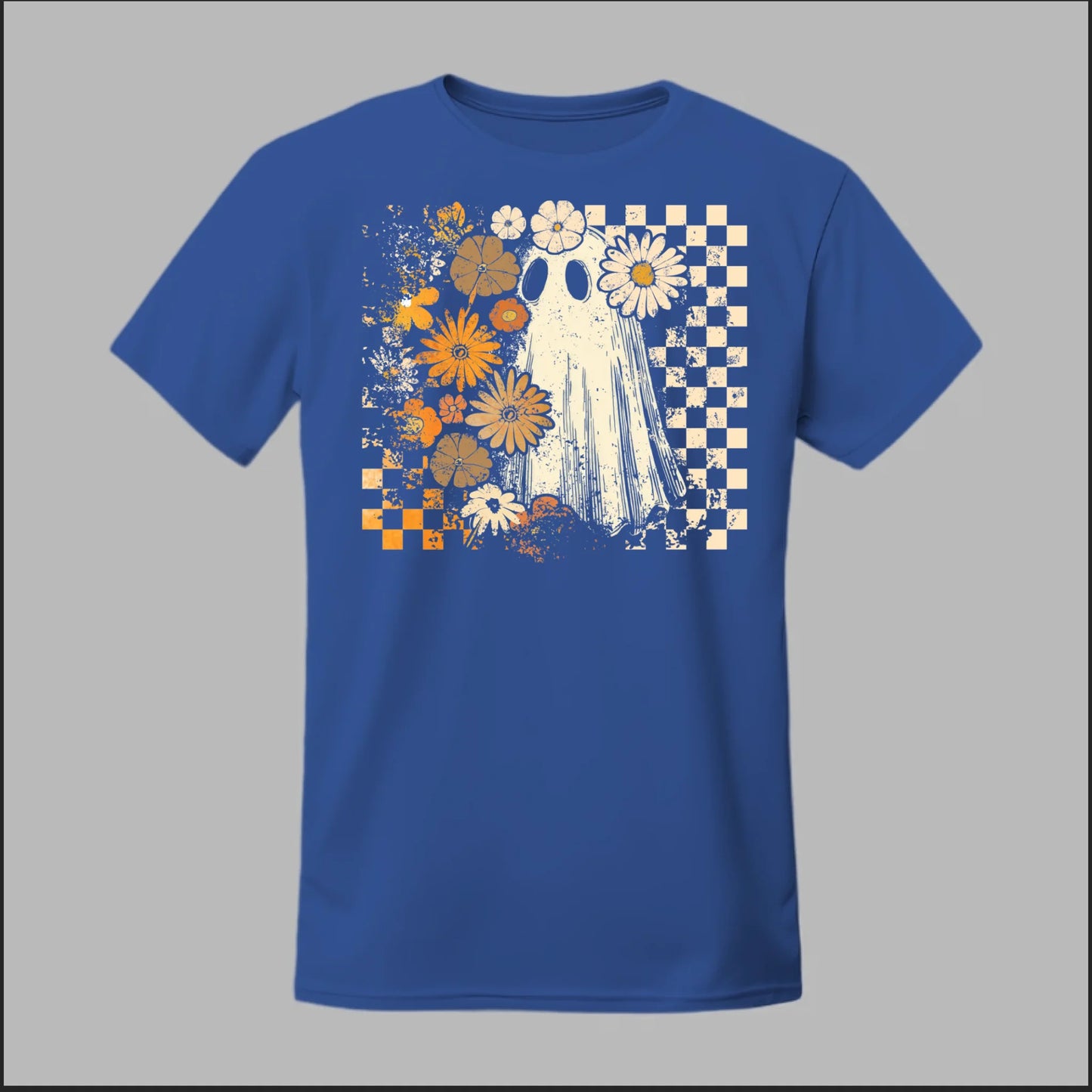 Groovy Ghost – Retro Floral Spirit Tee