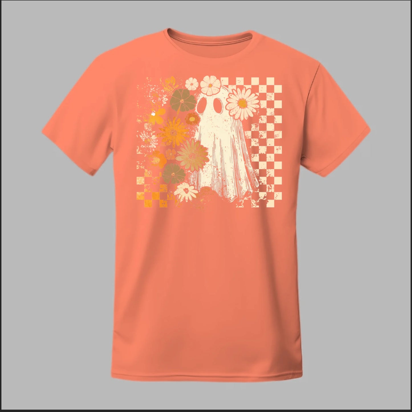 Groovy Ghost – Retro Floral Spirit Tee