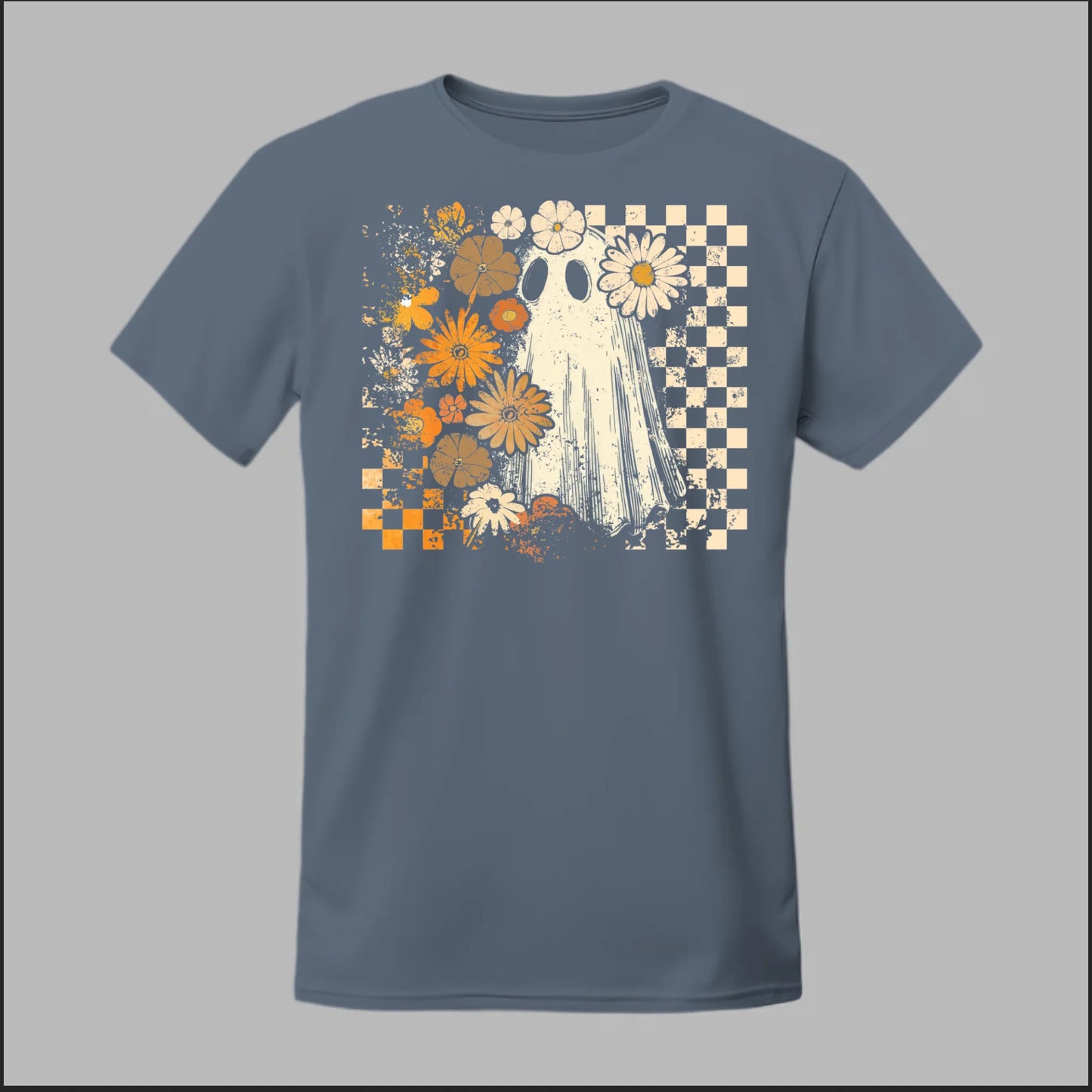 Groovy Ghost – Retro Floral Spirit Tee