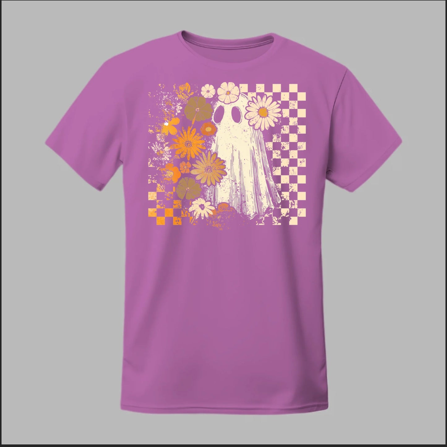 Groovy Ghost – Retro Floral Spirit Tee