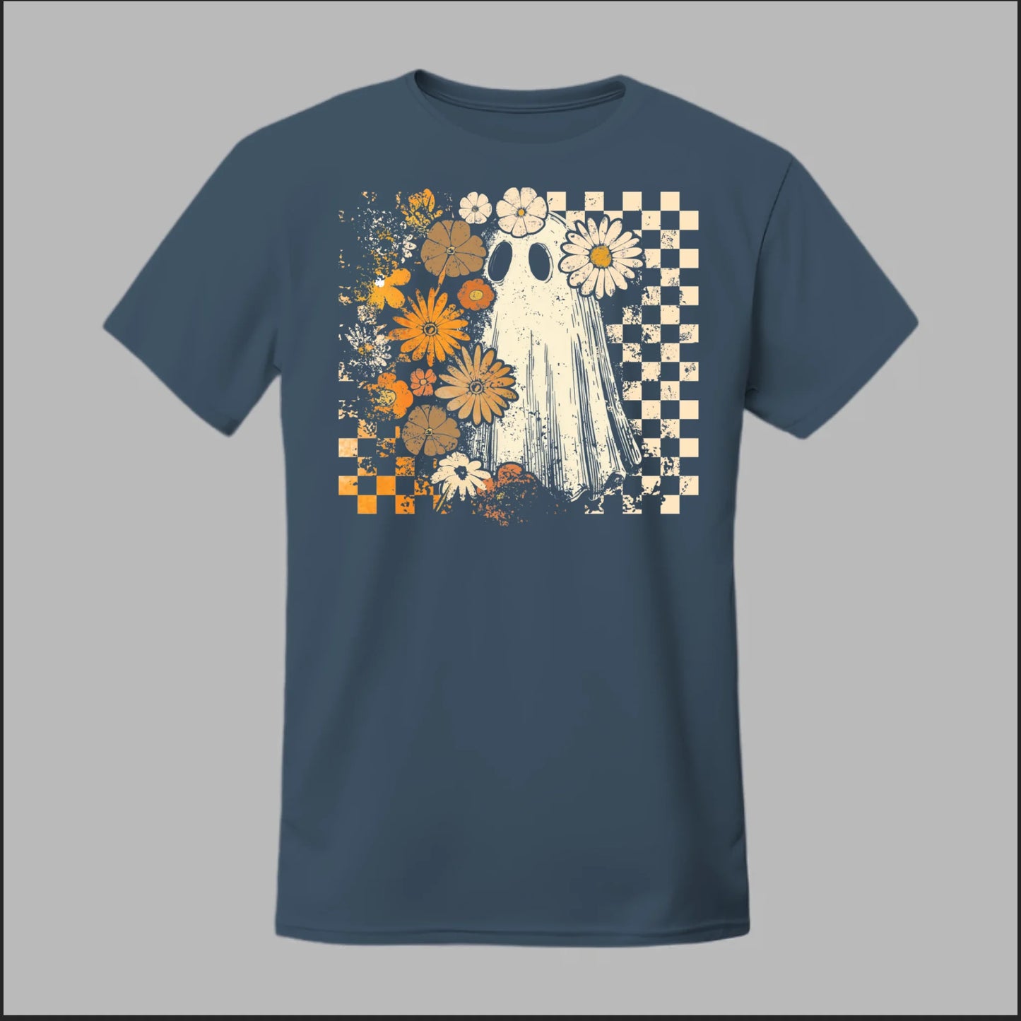 Groovy Ghost – Retro Floral Spirit Tee