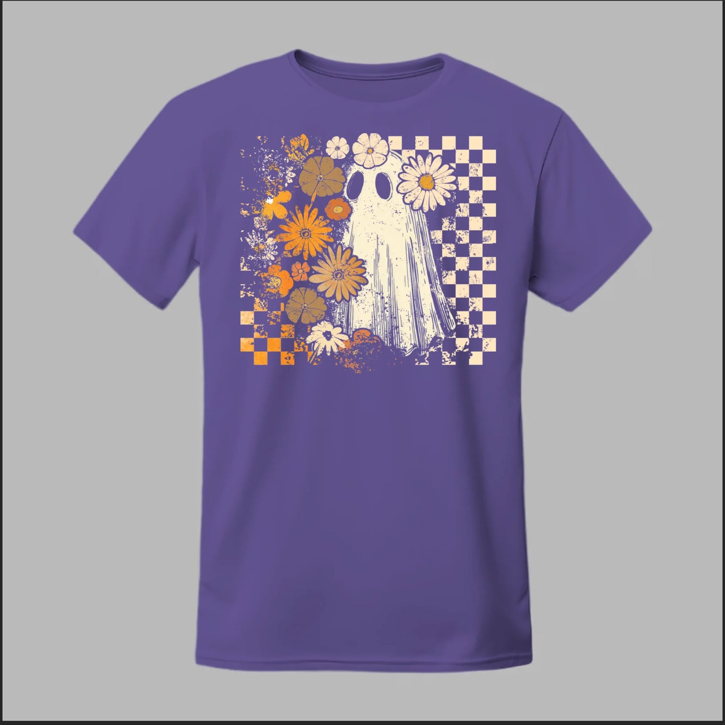 Groovy Ghost – Retro Floral Spirit Tee