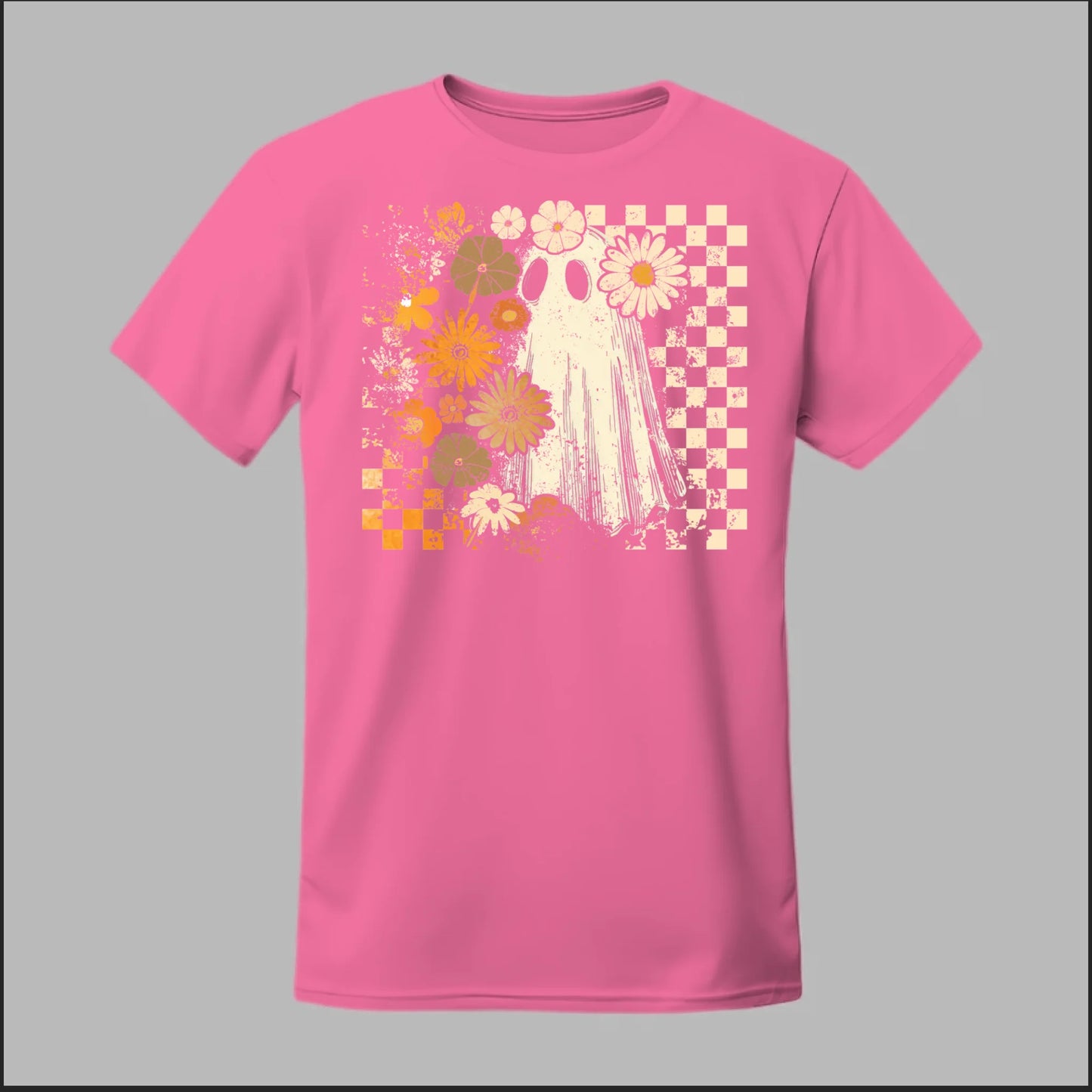 Groovy Ghost – Retro Floral Spirit Tee