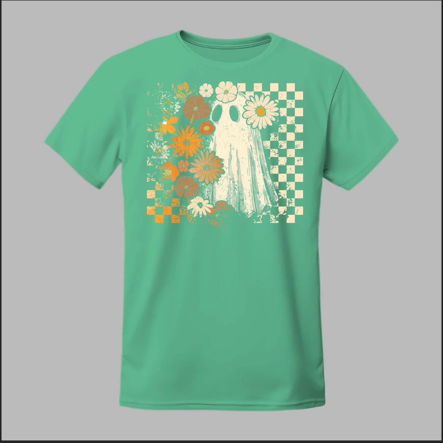 Groovy Ghost – Retro Floral Spirit Tee