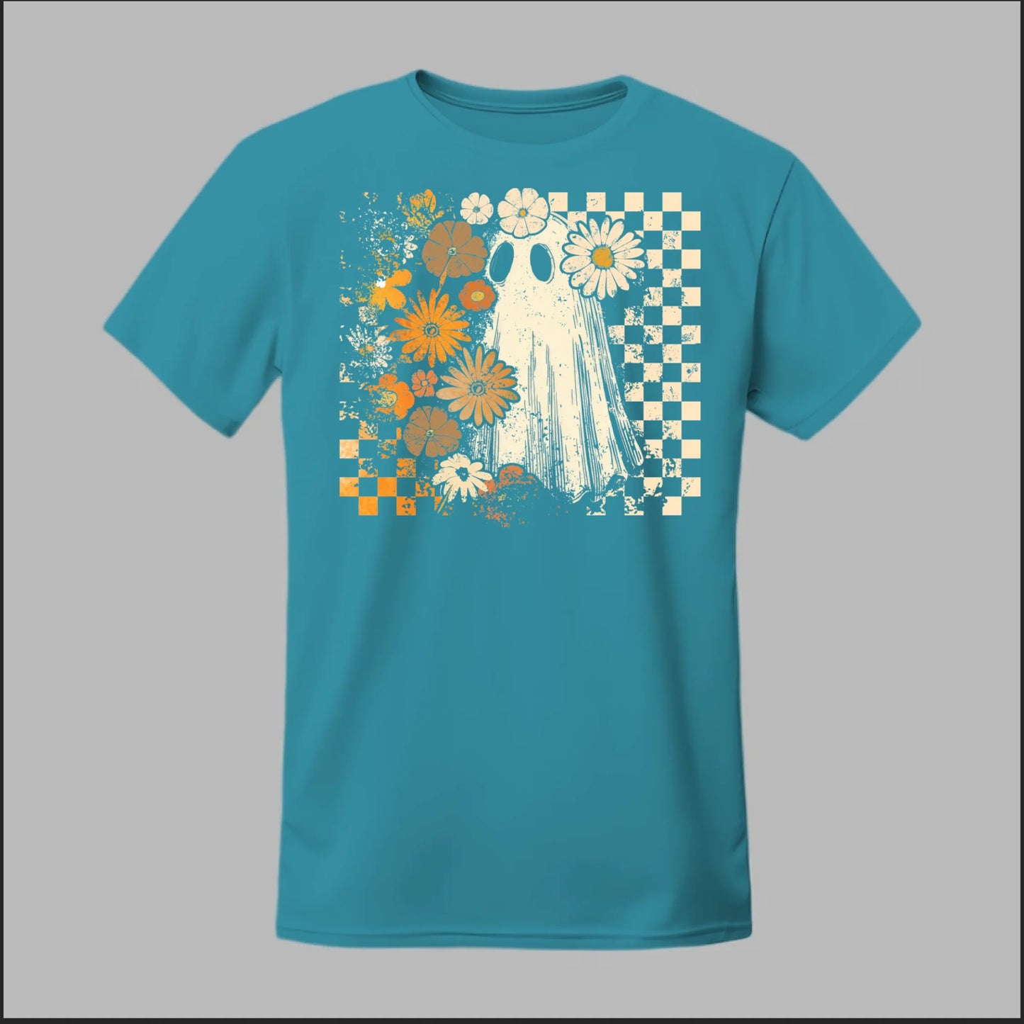 Groovy Ghost – Retro Floral Spirit Tee