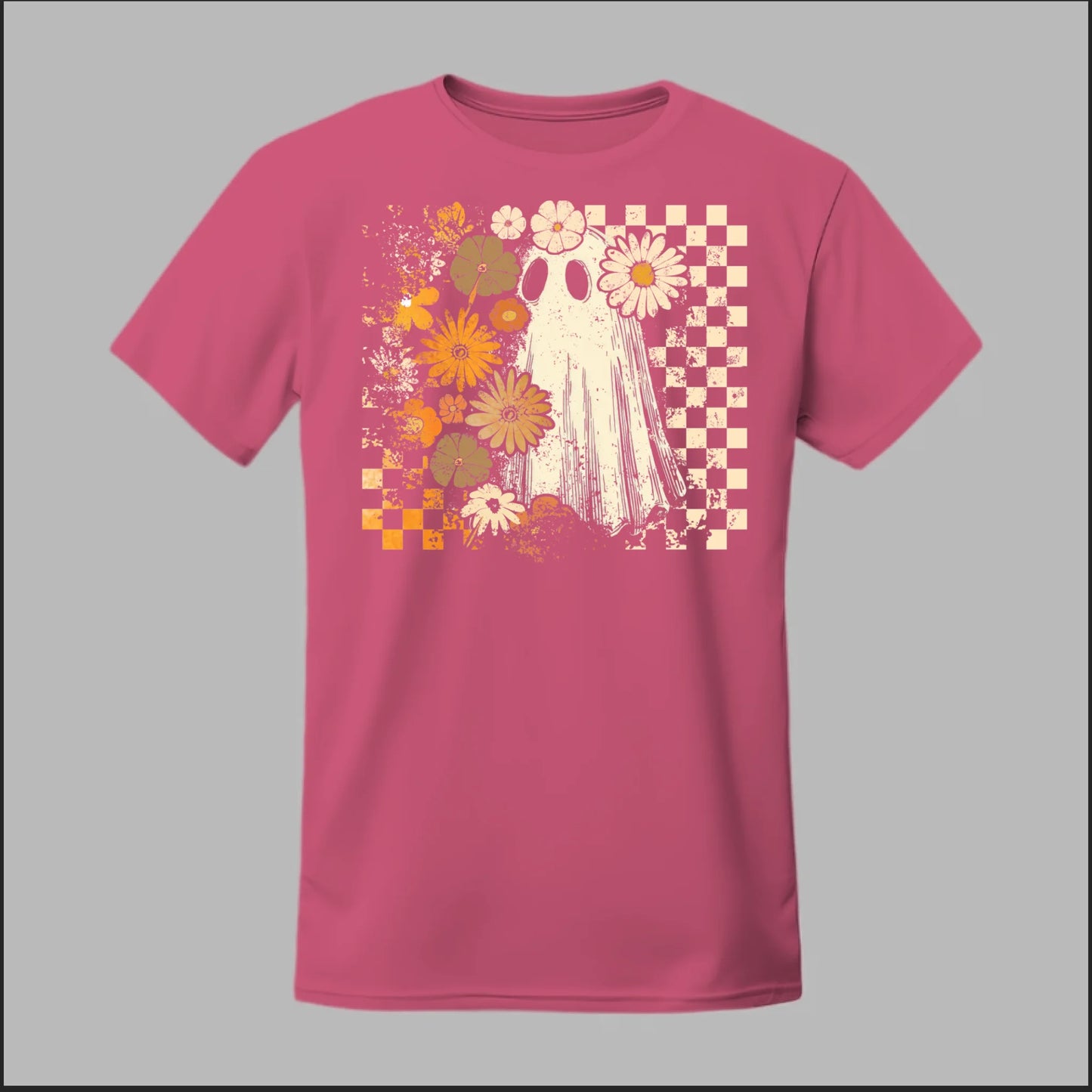 Groovy Ghost – Retro Floral Spirit Tee