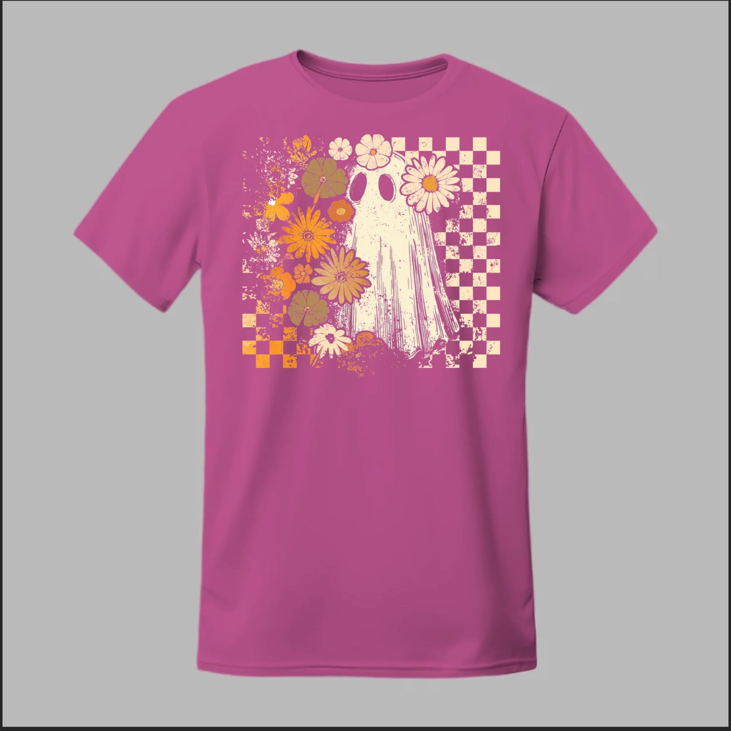 Groovy Ghost – Retro Floral Spirit Tee
