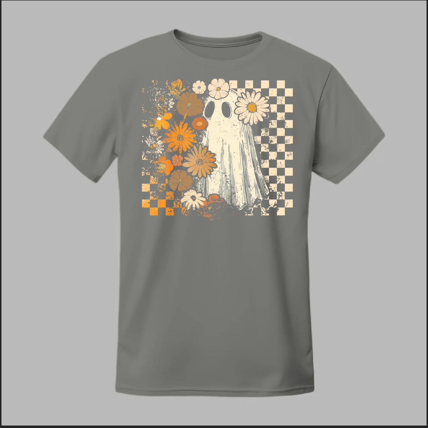 Groovy Ghost – Retro Floral Spirit Tee