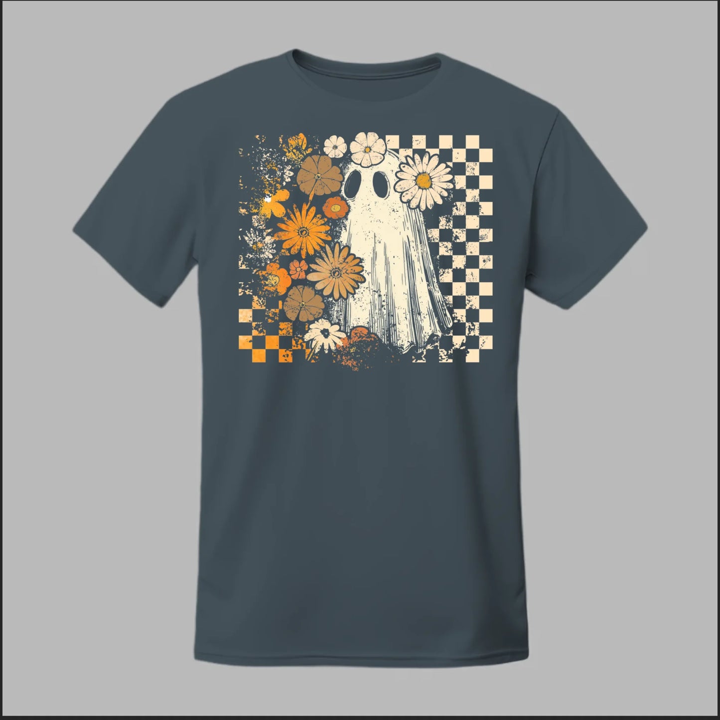 Groovy Ghost – Retro Floral Spirit Tee