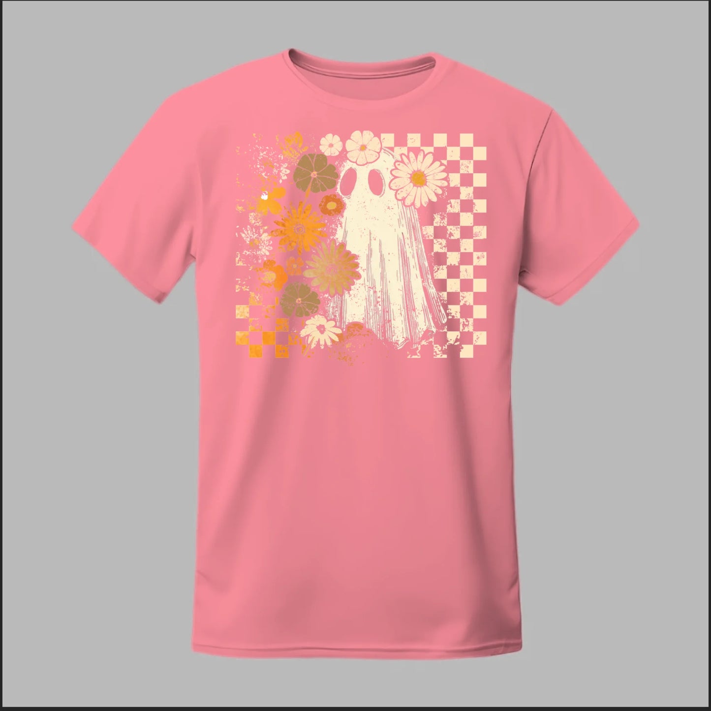 Groovy Ghost – Retro Floral Spirit Tee