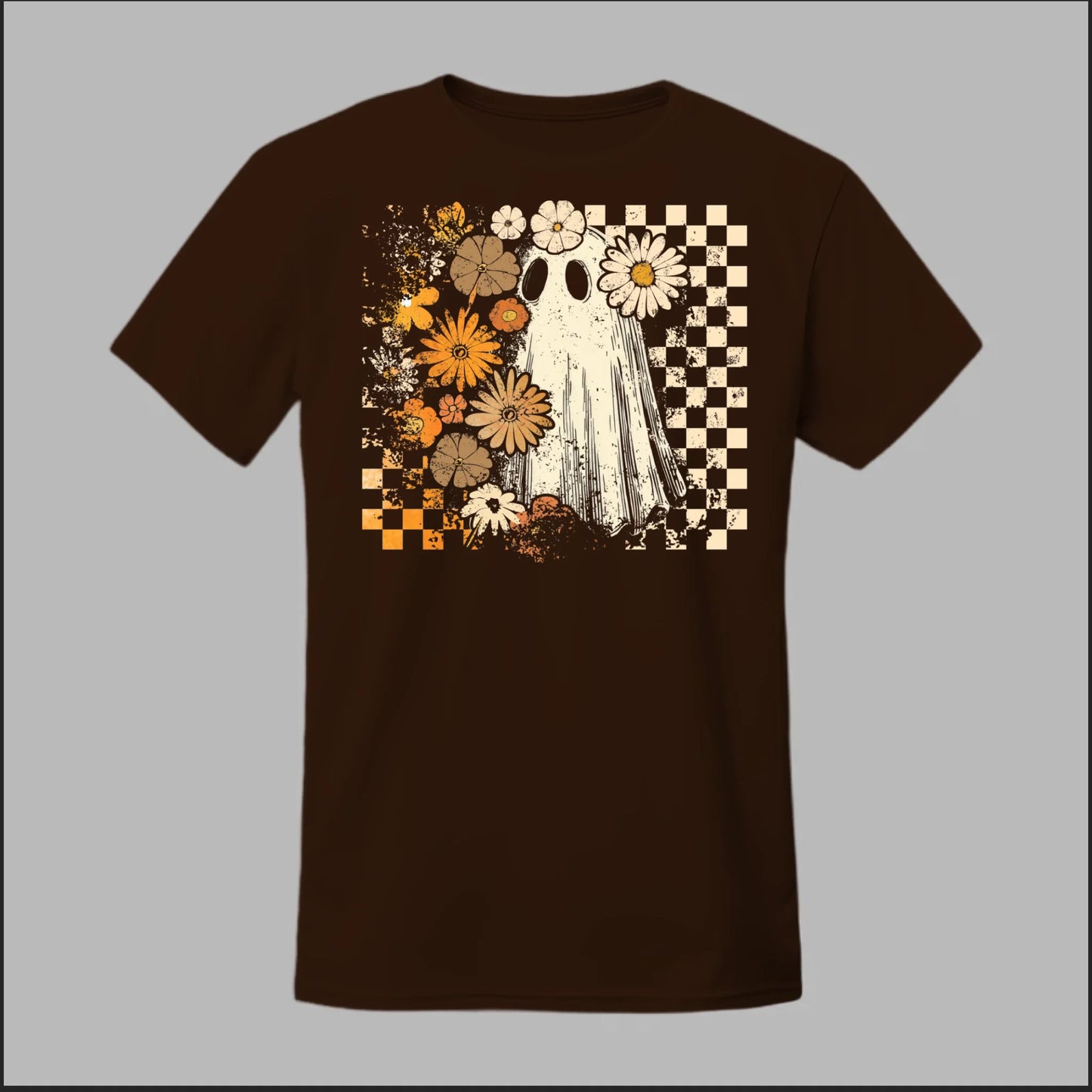 Groovy Ghost – Retro Floral Spirit Tee