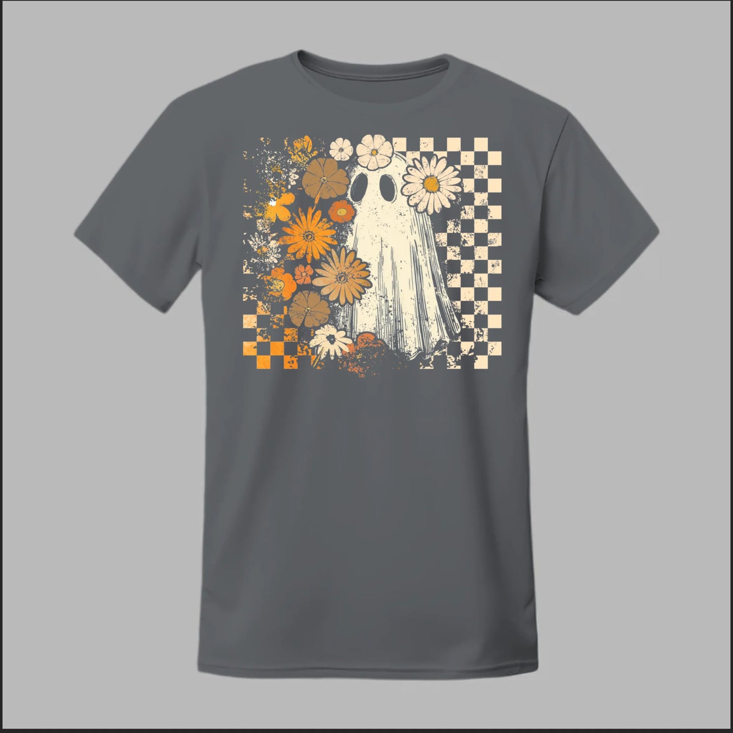Groovy Ghost – Retro Floral Spirit Tee