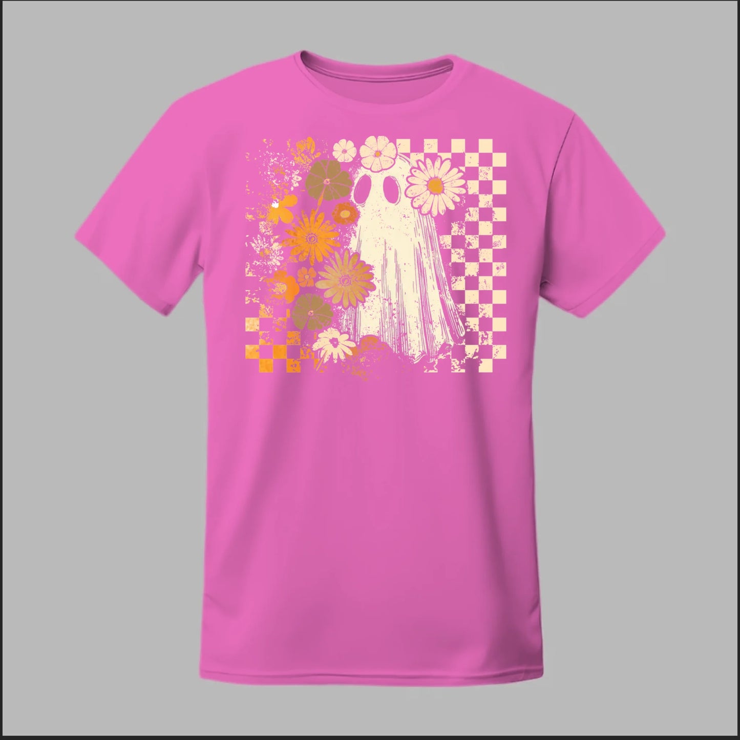 Groovy Ghost – Retro Floral Spirit Tee