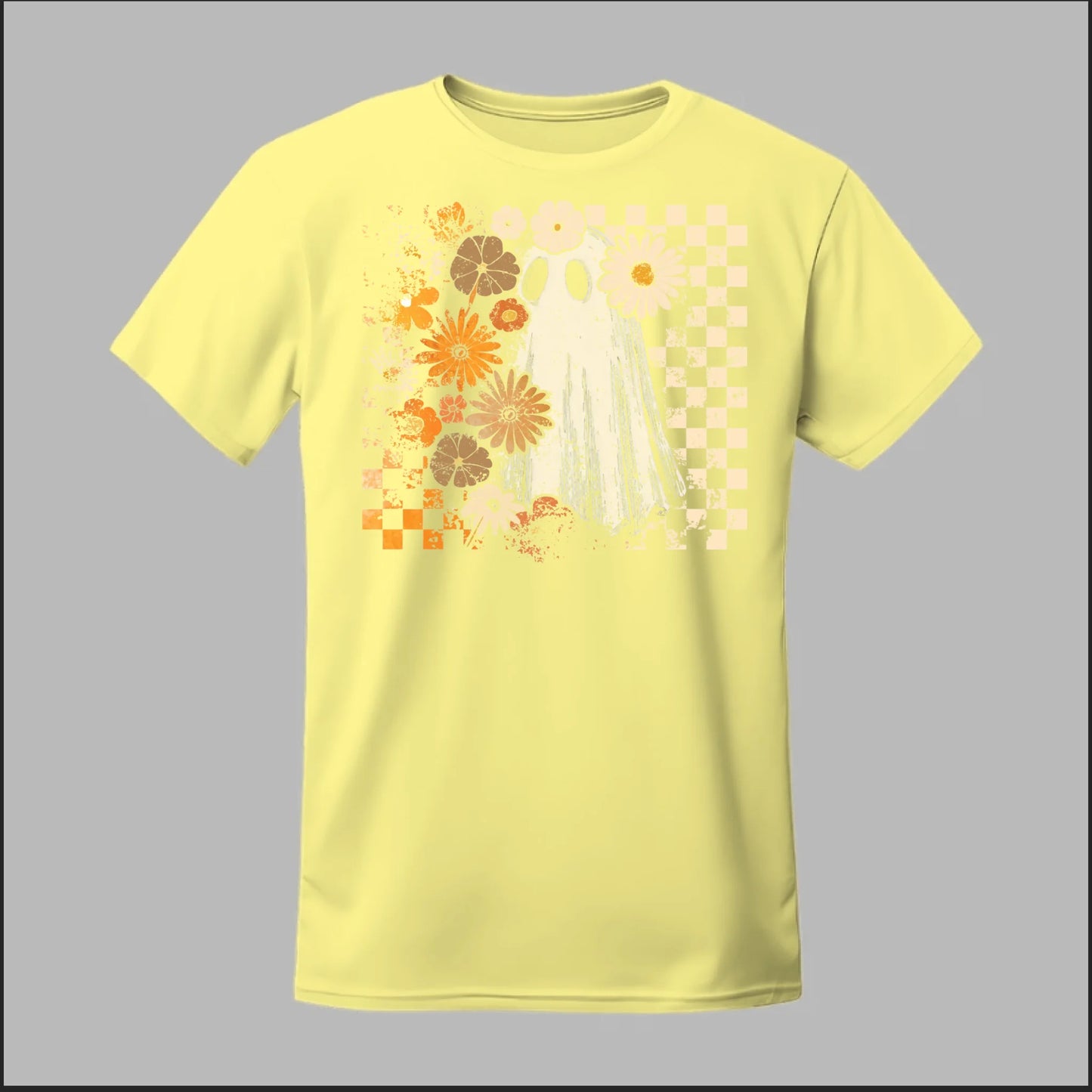 Groovy Ghost – Retro Floral Spirit Tee