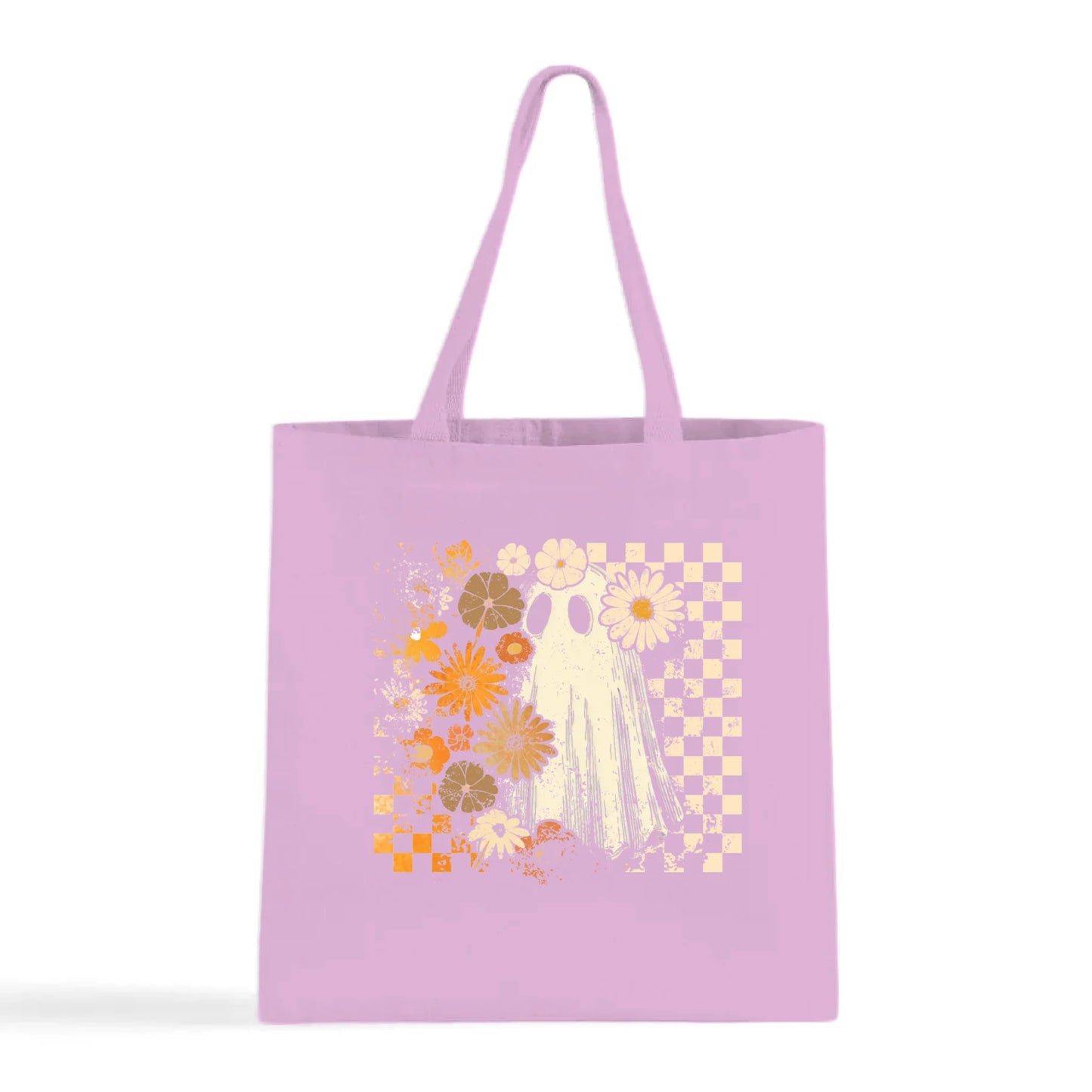 Groovy Ghost – Retro Floral Spirit Tote Bag