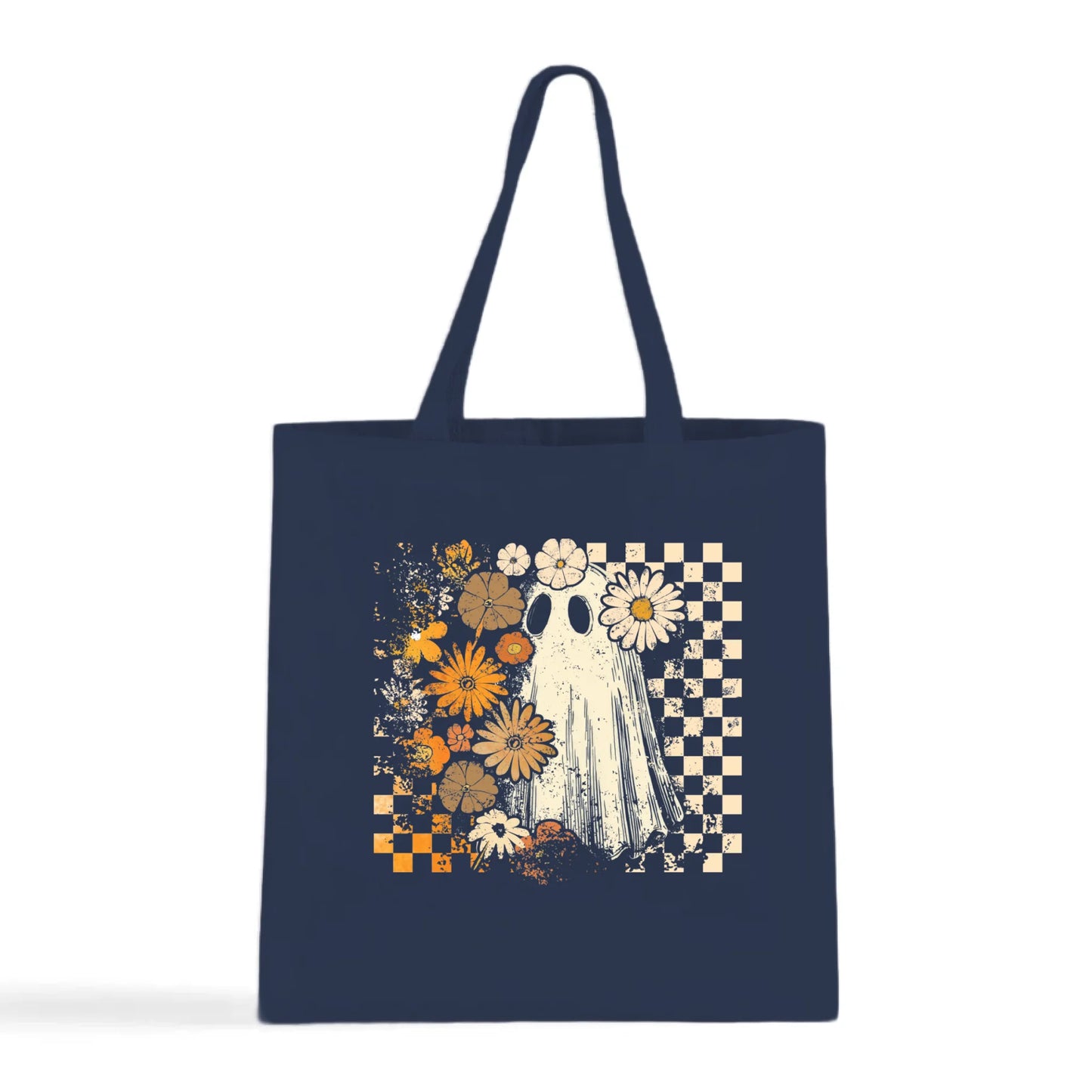 Groovy Ghost – Retro Floral Spirit Tote Bag