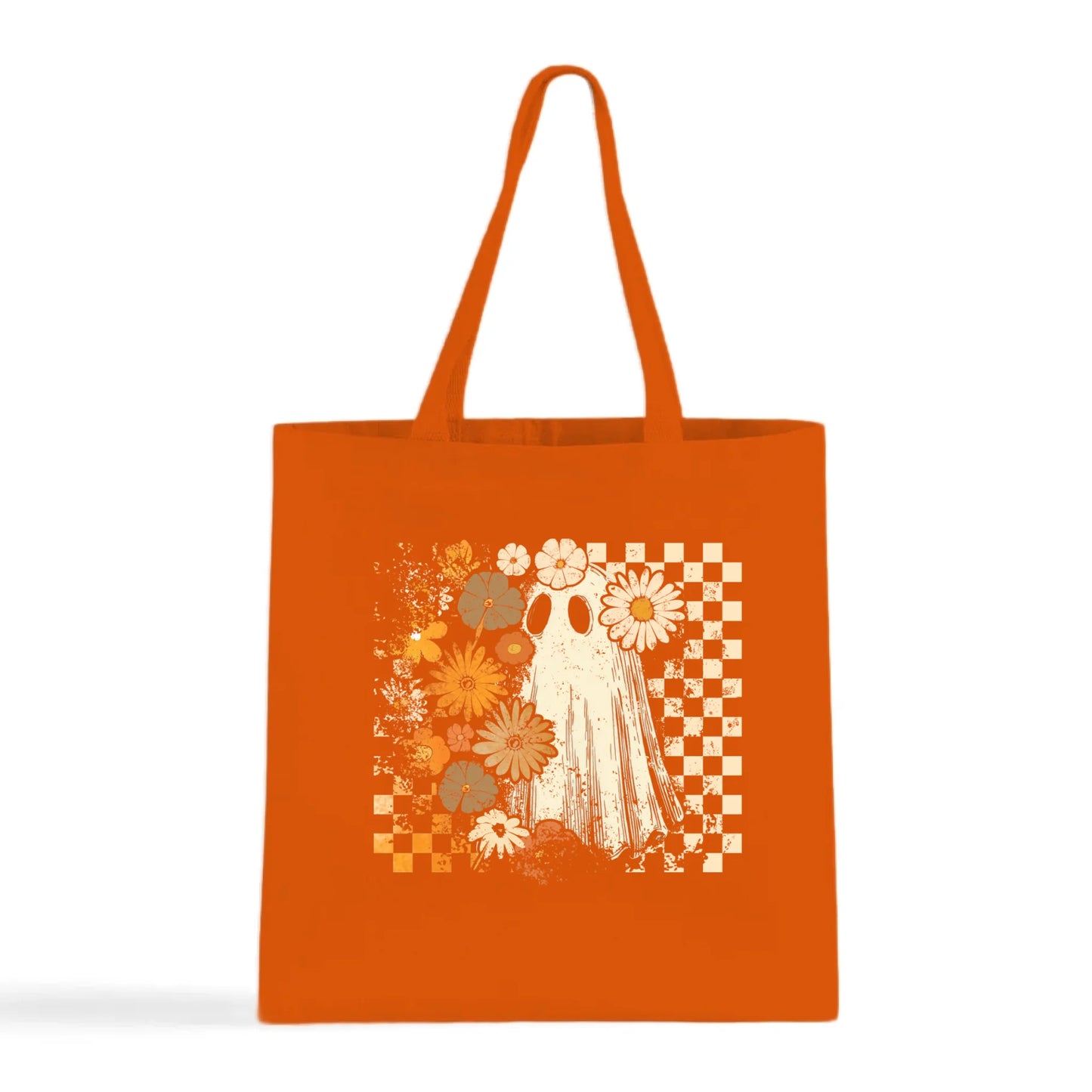 Groovy Ghost – Retro Floral Spirit Tote Bag