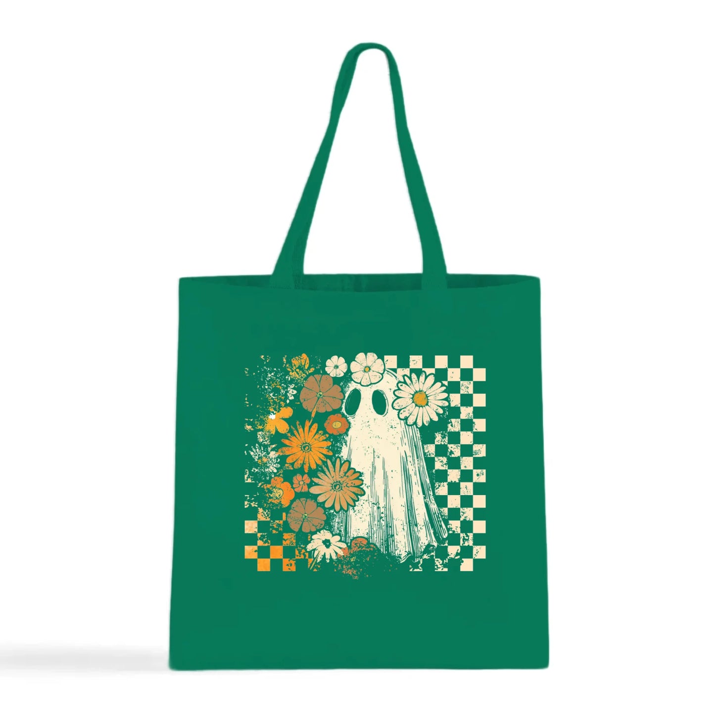Groovy Ghost – Retro Floral Spirit Tote Bag
