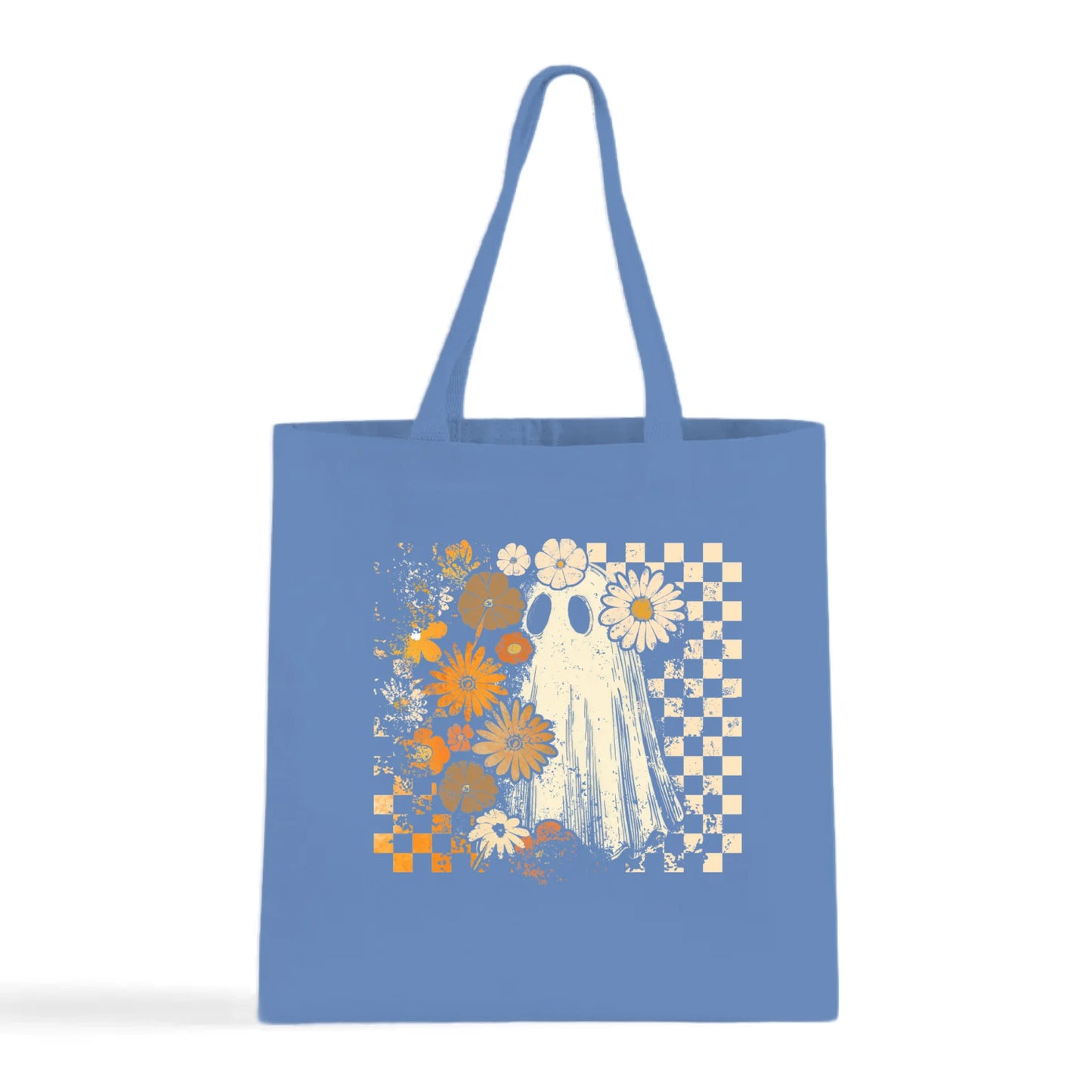 Groovy Ghost – Retro Floral Spirit Tote Bag