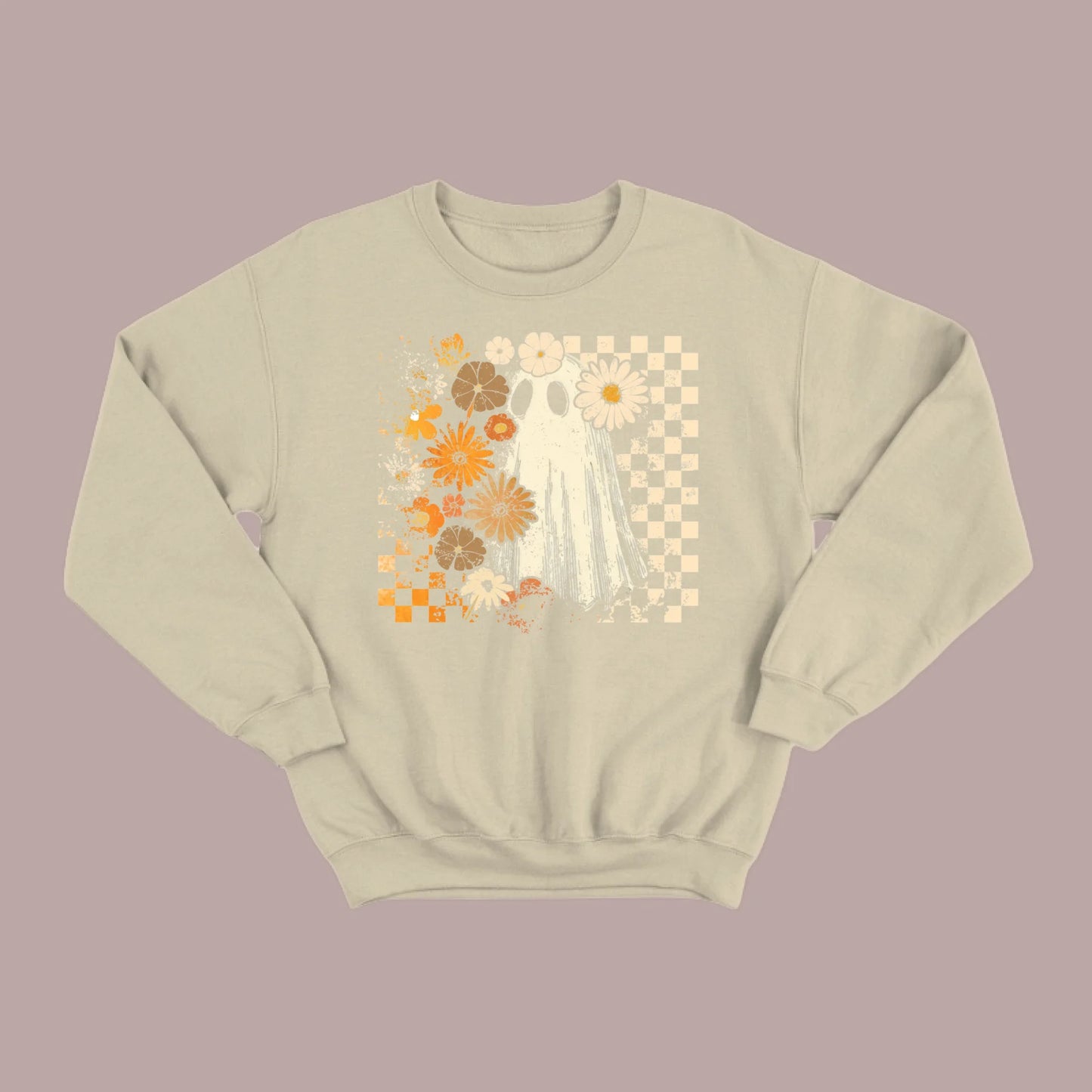 Groovy Ghost – Retro Floral Spirit Sweatshirt