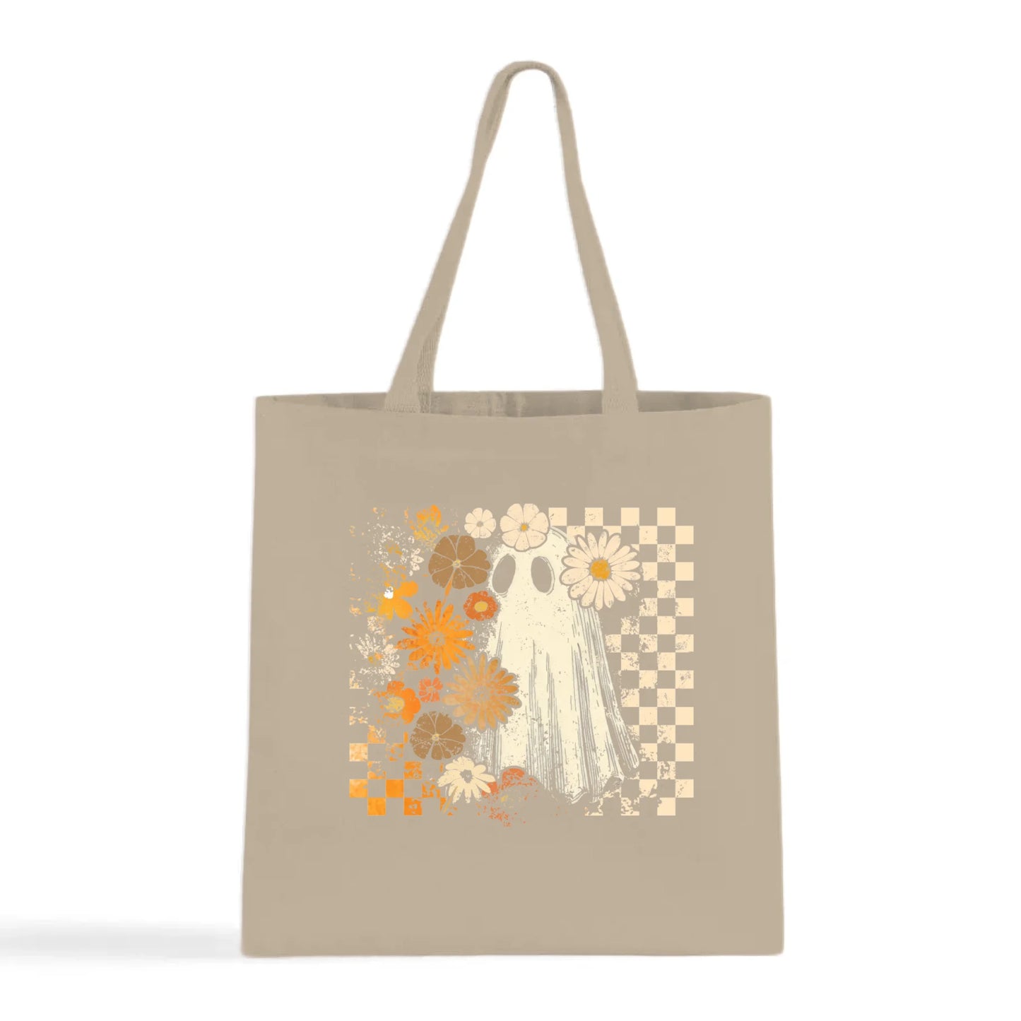 Groovy Ghost – Retro Floral Spirit Tote Bag