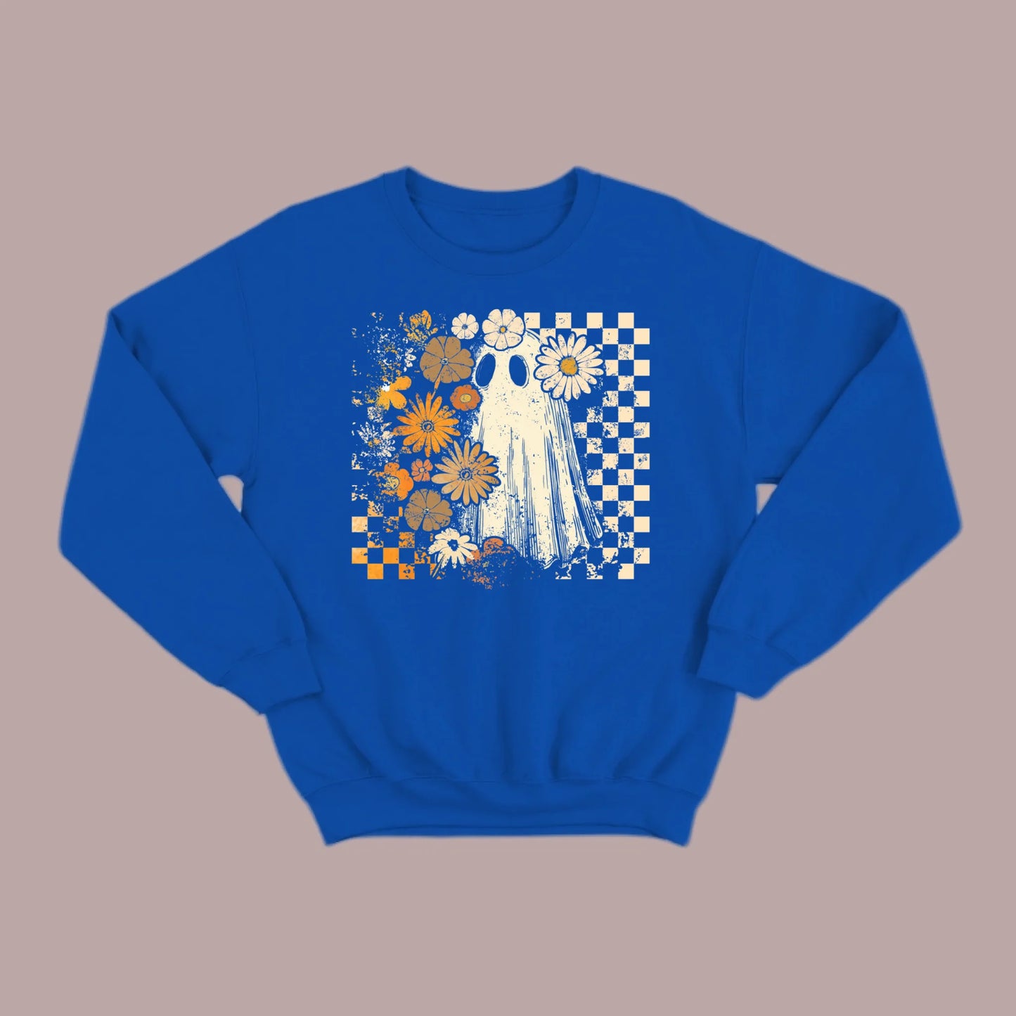 Groovy Ghost – Retro Floral Spirit Sweatshirt