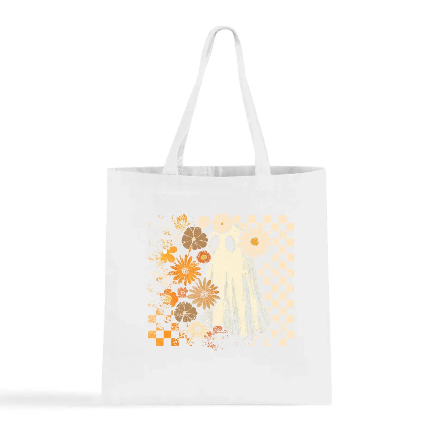 Groovy Ghost – Retro Floral Spirit Tote Bag