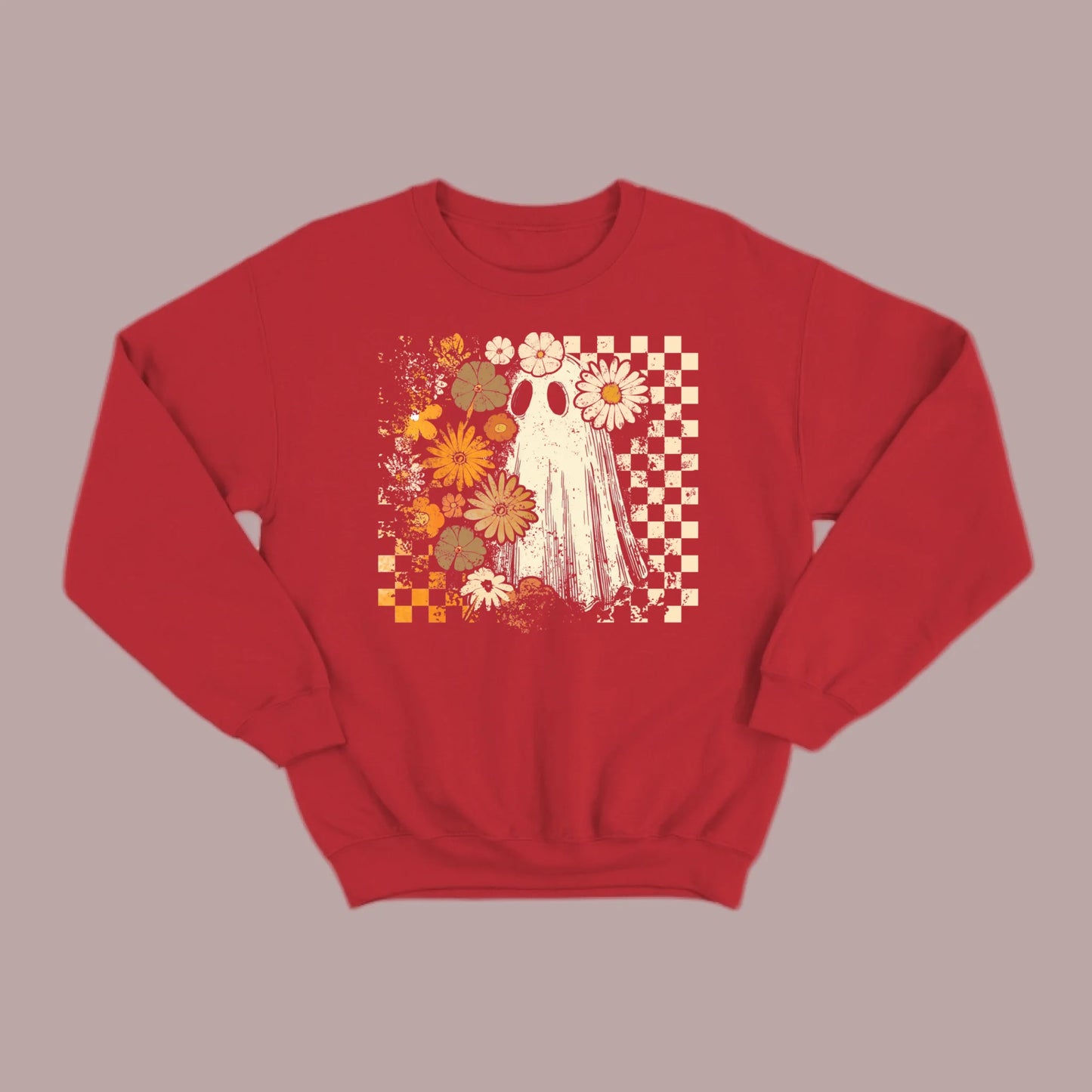 Groovy Ghost – Retro Floral Spirit Sweatshirt