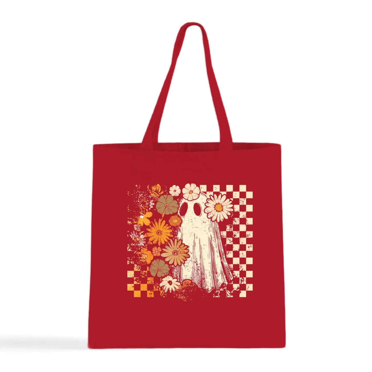 Groovy Ghost – Retro Floral Spirit Tote Bag