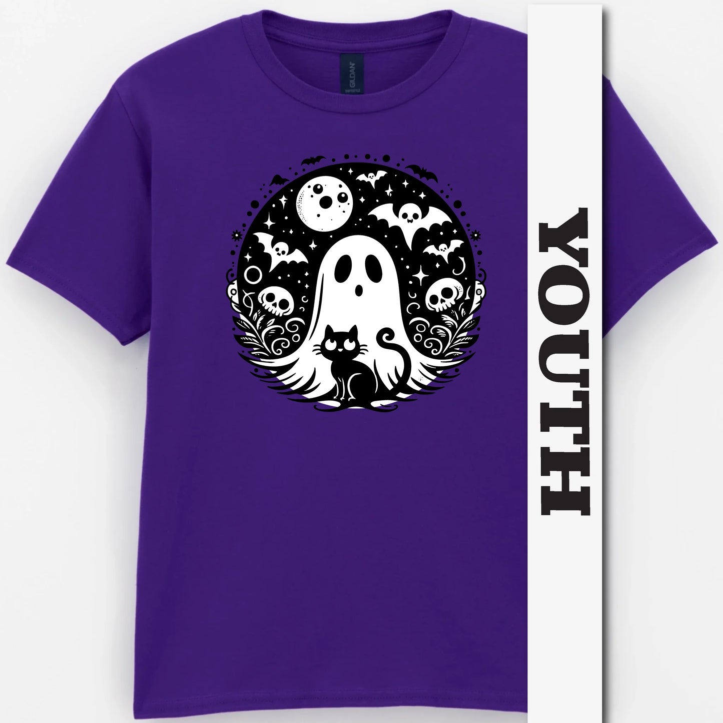 Black Cat Spooky Night Youth Shirt