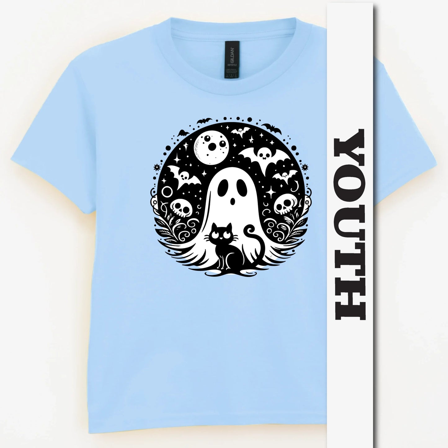 Black Cat Spooky Night Youth Shirt