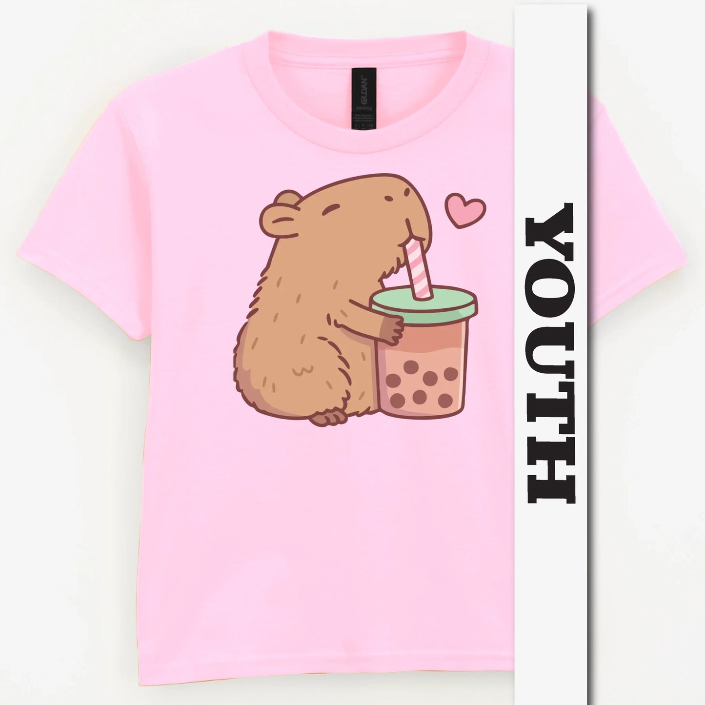 Capybara Loves Boba Tea Youth Shirt