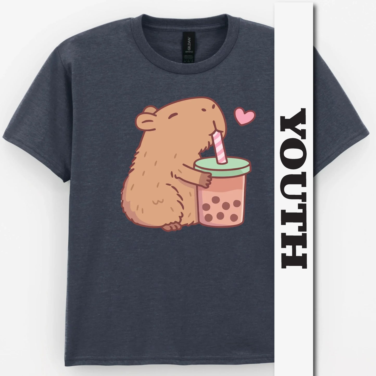 Capybara Loves Boba Tea Youth Shirt