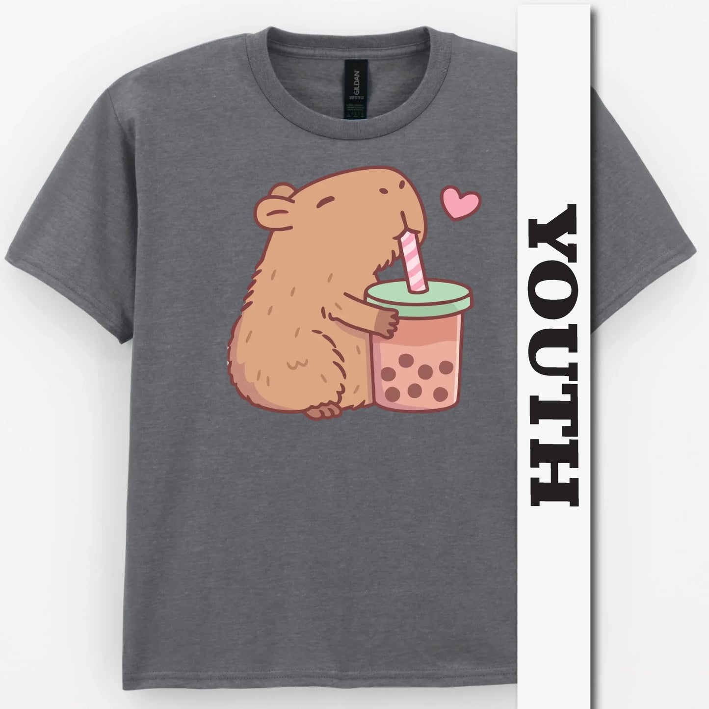 Capybara Loves Boba Tea Youth Shirt
