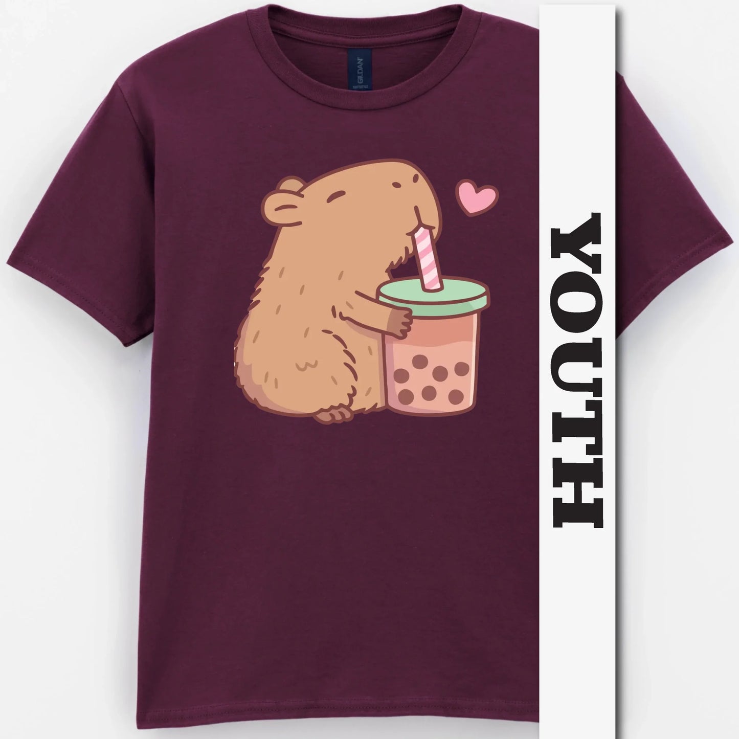 Capybara Loves Boba Tea Youth Shirt