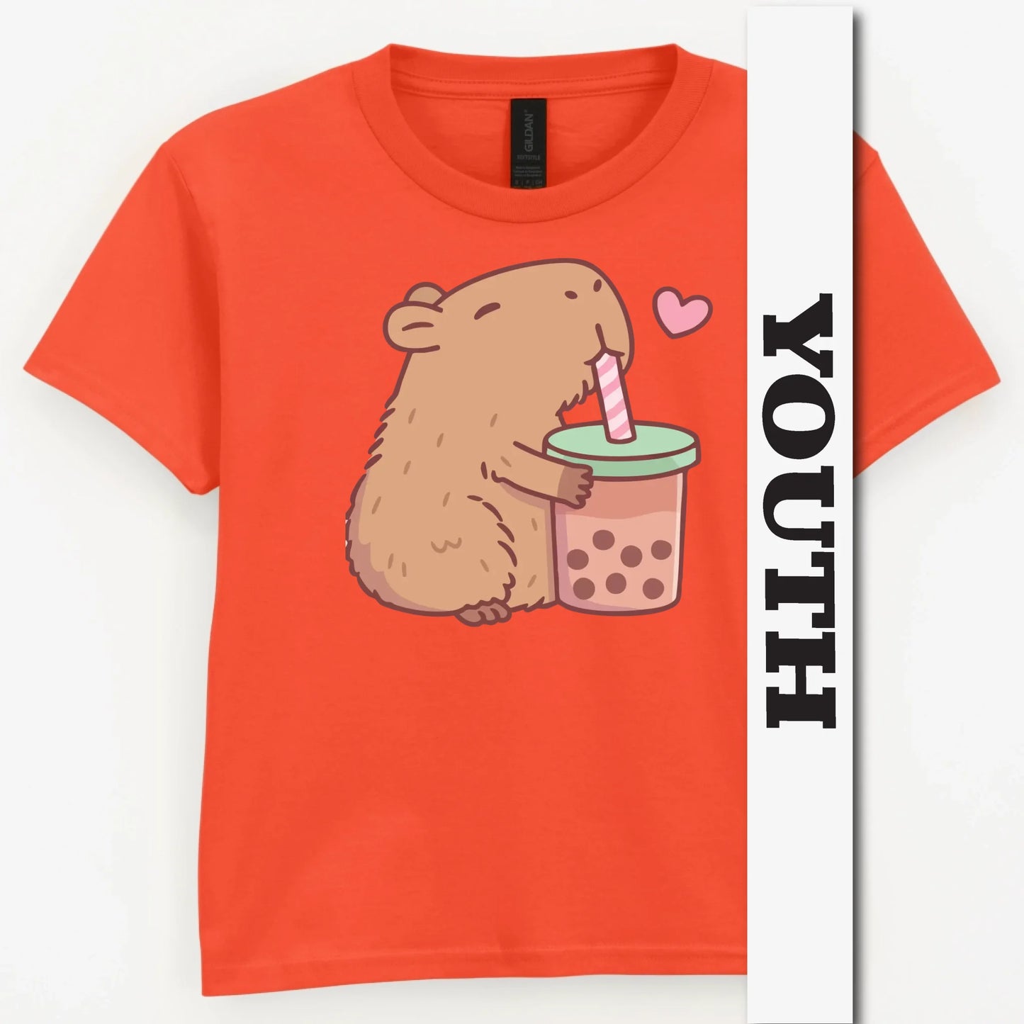 Capybara Loves Boba Tea Youth Shirt