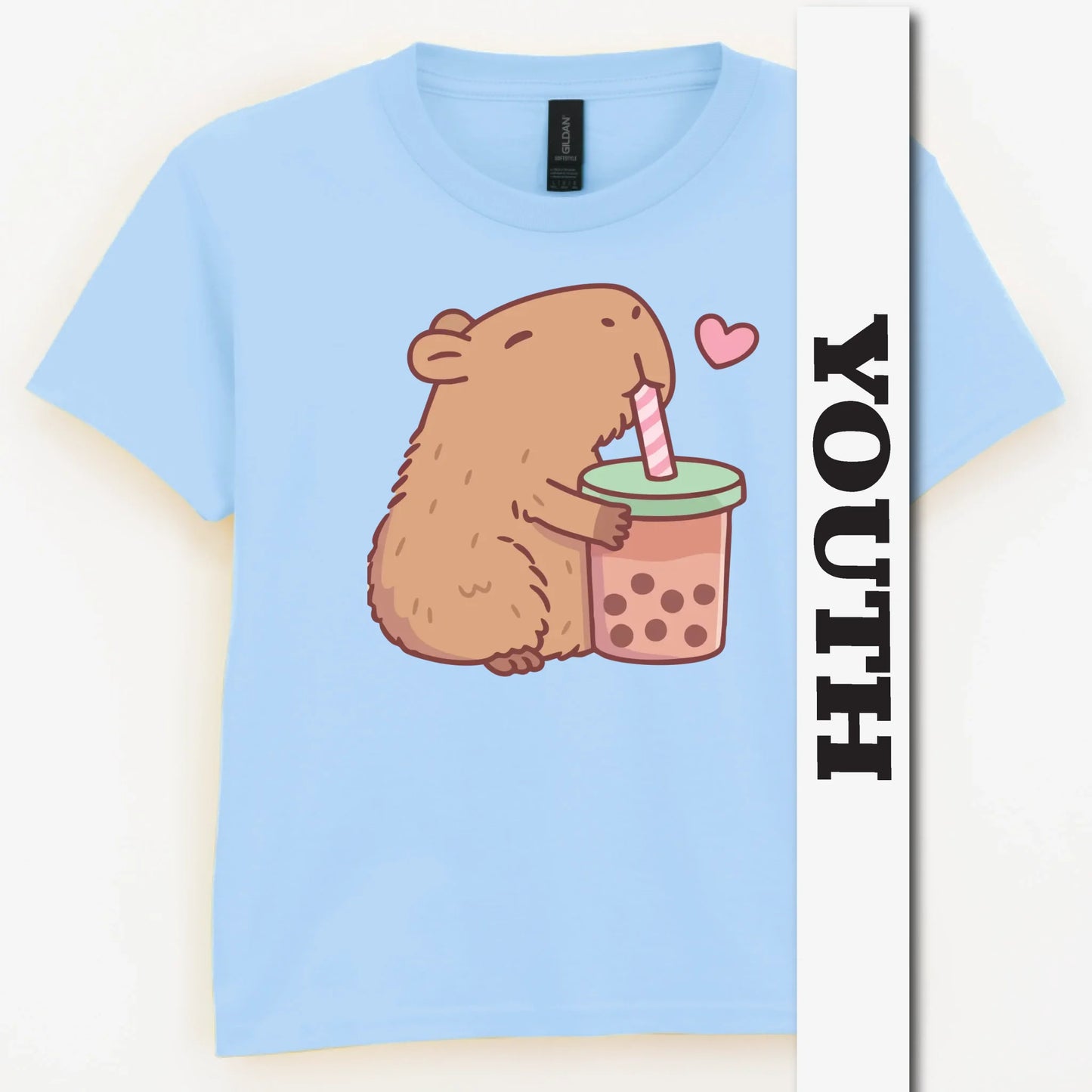 Capybara Loves Boba Tea Youth Shirt
