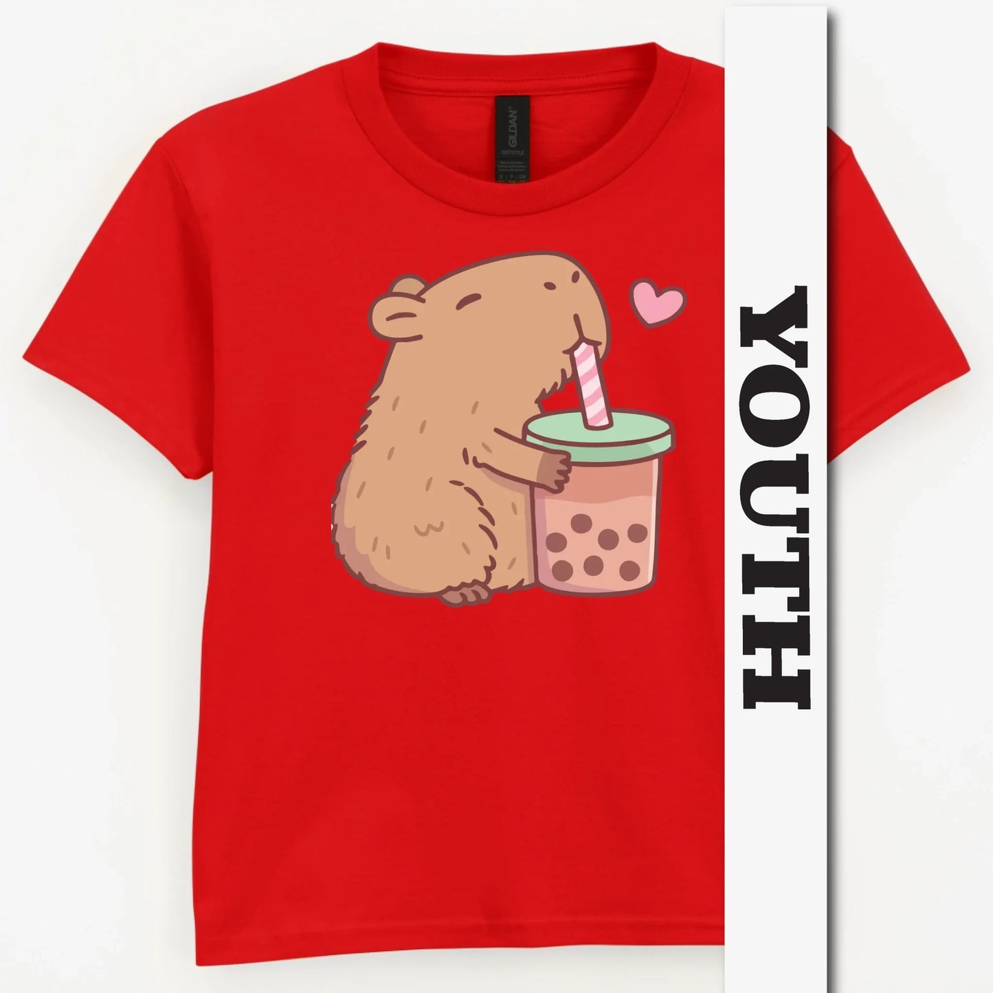 Capybara Loves Boba Tea Youth Shirt