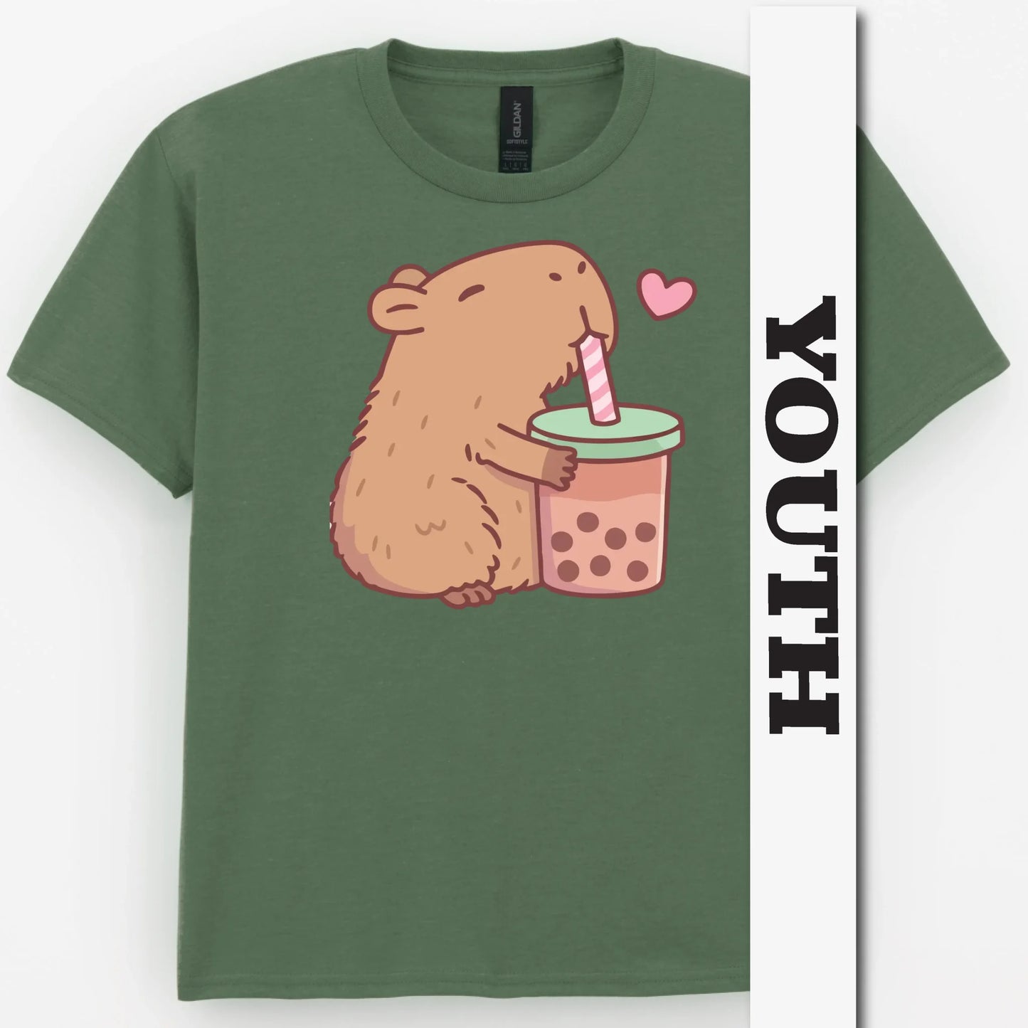 Capybara Loves Boba Tea Youth Shirt