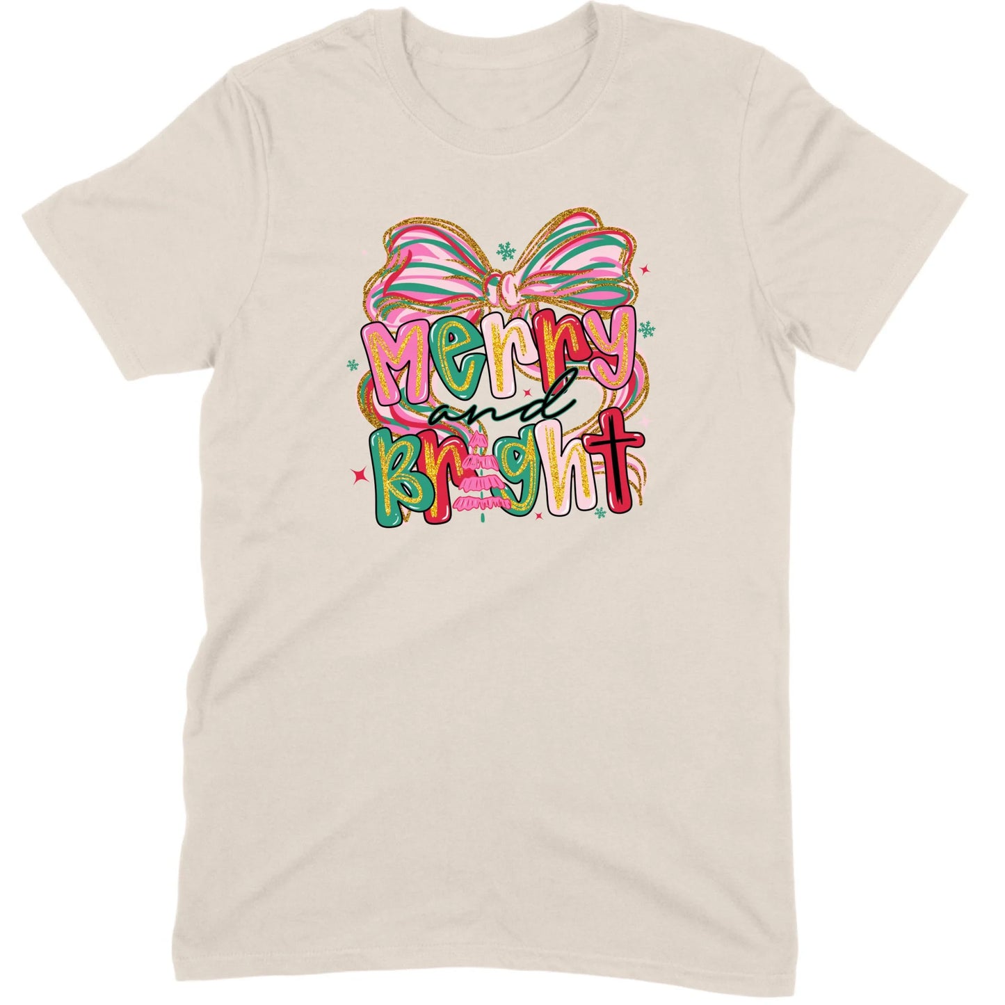 Merry and Bright Glitter Bow Tee