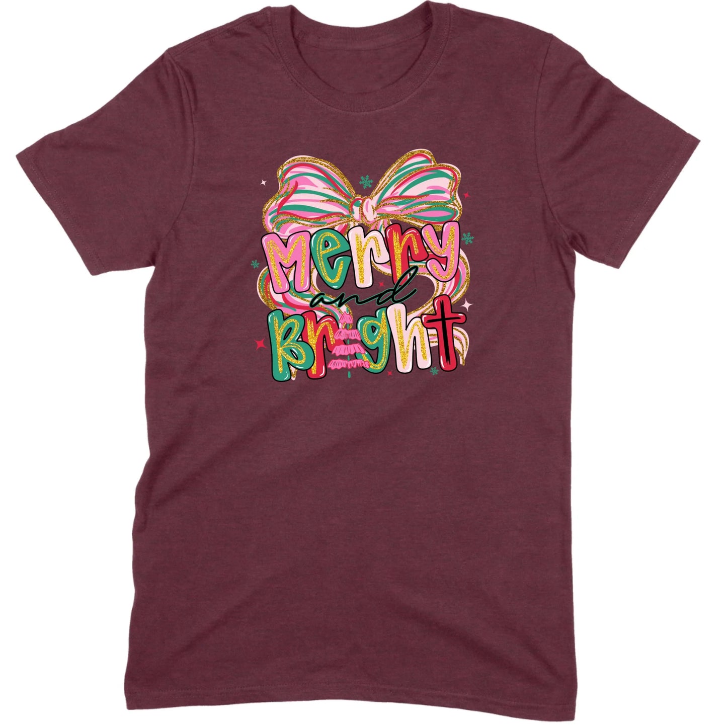 Merry and Bright Glitter Bow Tee