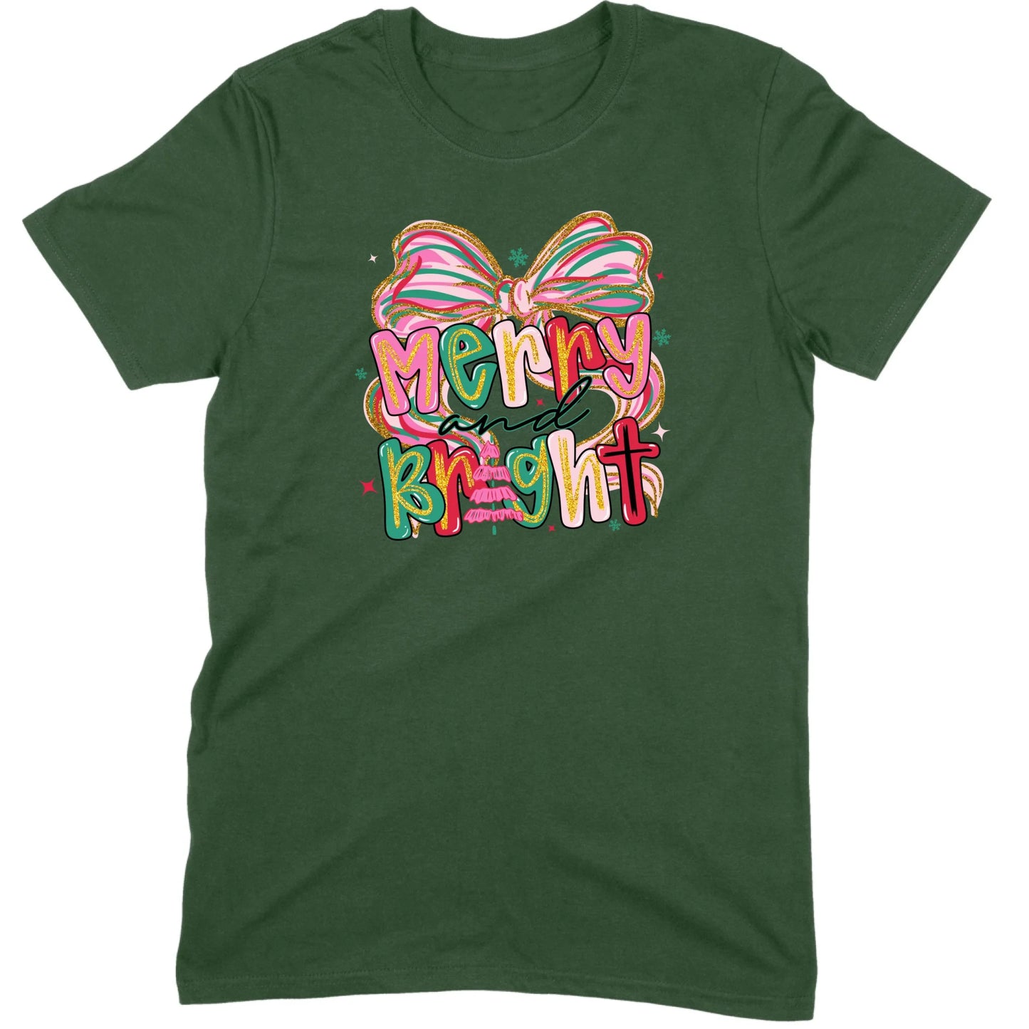 Merry and Bright Glitter Bow Tee