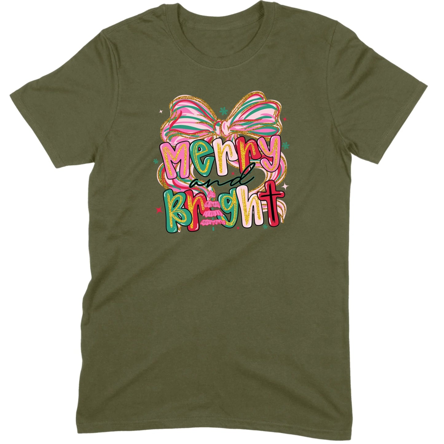 Merry and Bright Glitter Bow Tee
