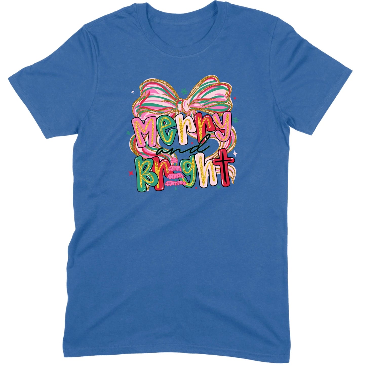 Merry and Bright Glitter Bow Tee