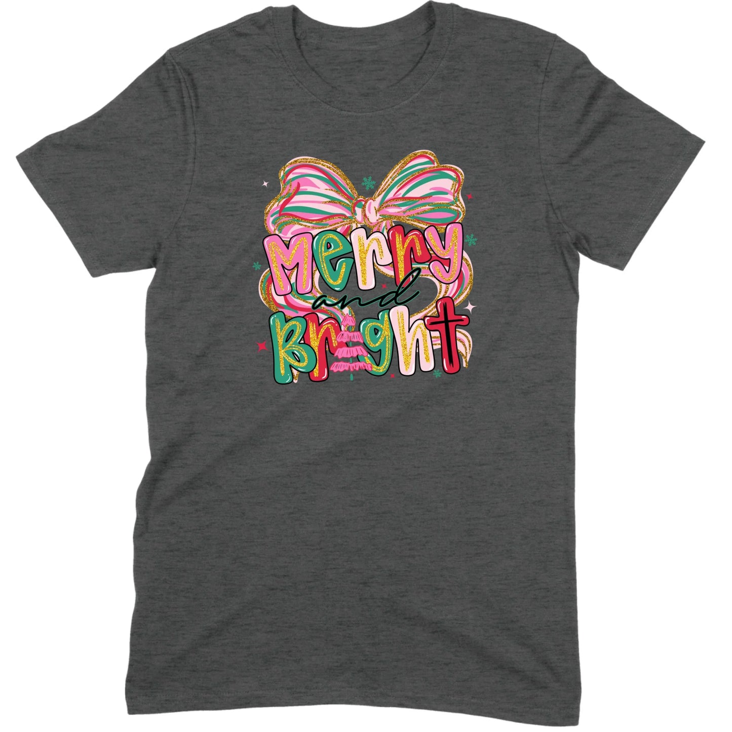Merry and Bright Glitter Bow Tee